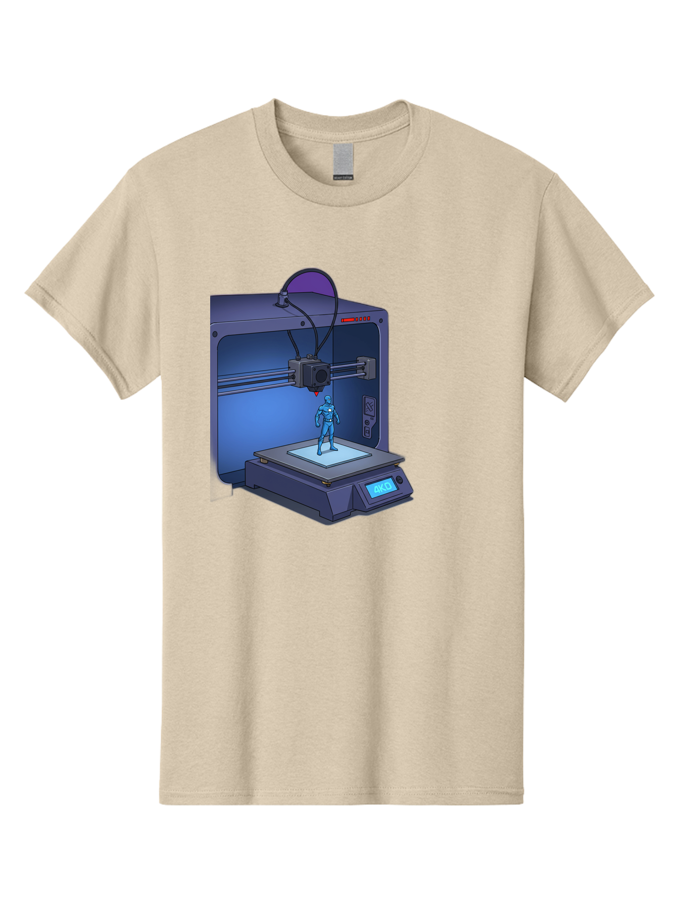 3D-Printer-10 Men'S Graphic Tee, 100% Cotton, Comfortable Casual Summer Wear, Machine Washable, 3D Printing Technology, Futuristic Design, Robotic Figure, Precise Manufacturing, Innovative Machinery, Additive Manufacturing, Ako Baa003 23