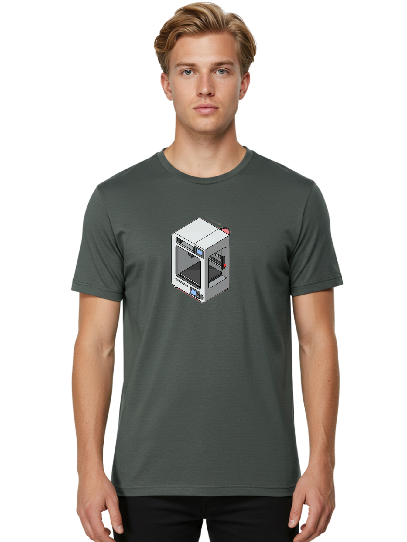 3D-Printer-11 Men'S Graphic Tee, 100% Cotton, Comfortable Casual Summer Wear, Machine Washable, 3D Printing Technology, Additive Manufacturing, Rapid Prototyping, Digital Fabrication, Futuristic Design, Modern Machinery, Precision Engineering, Baa004 26