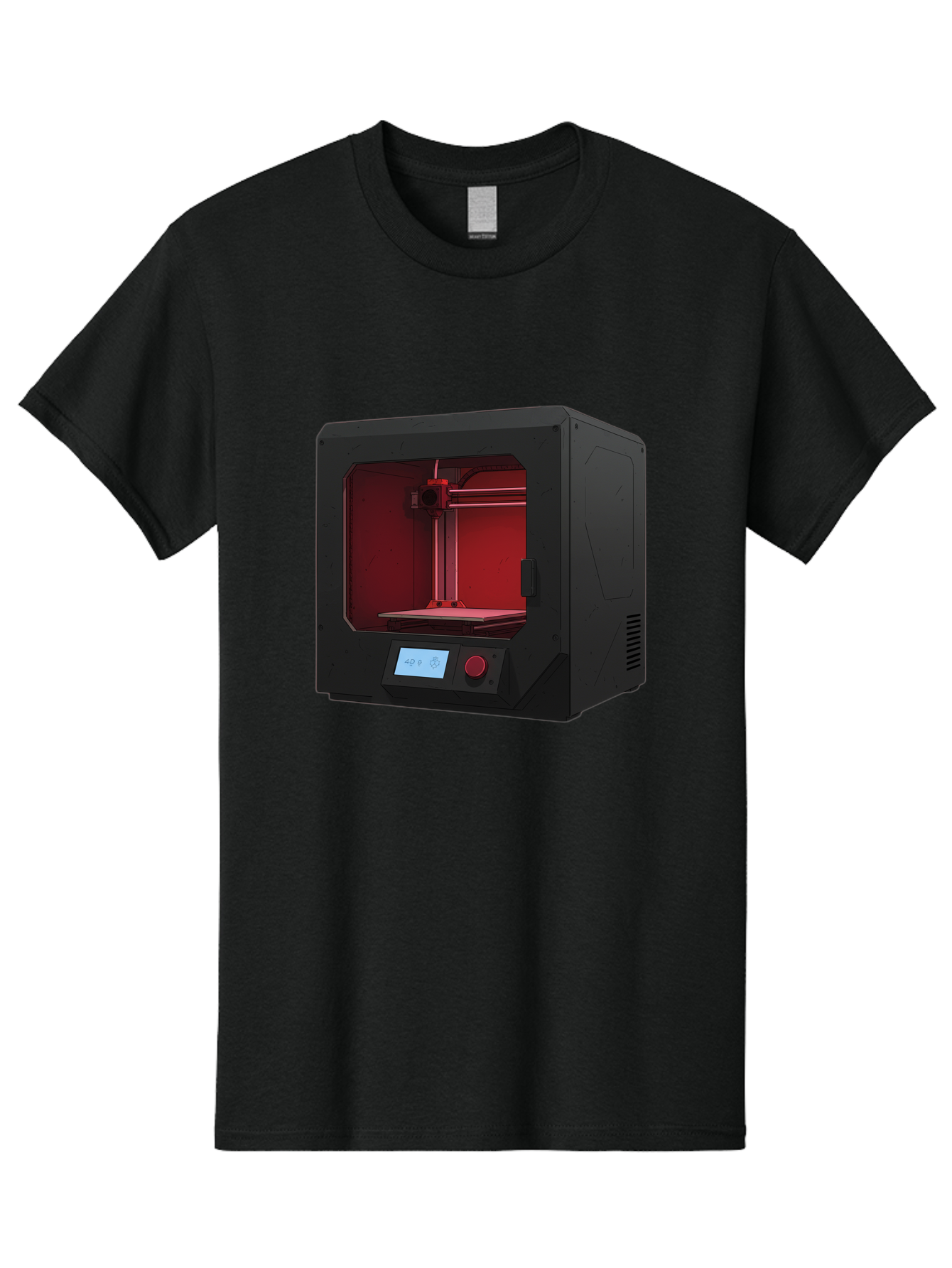 3D-Printer-12 Men'S Graphic Tee, 100% Cotton, Comfortable Casual Summer Wear, Machine Washable, 3D Printing Technology, Additive Manufacturing, Red Lit Interior, Digital Display, Control Panel, Futuristic Design, Precision Engineering, Baa005 13