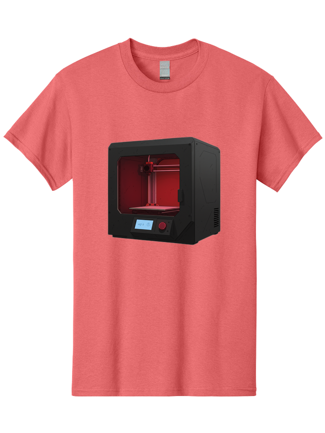 3D-Printer-12 Men'S Graphic Tee, 100% Cotton, Comfortable Casual Summer Wear, Machine Washable, 3D Printing Technology, Additive Manufacturing, Red Lit Interior, Digital Display, Control Panel, Futuristic Design, Precision Engineering, Baa005 15