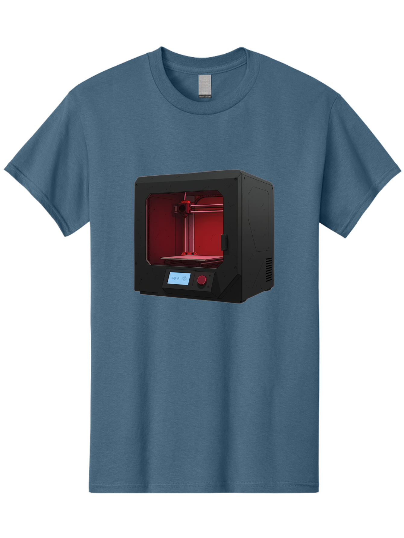 3D-Printer-12 Men'S Graphic Tee, 100% Cotton, Comfortable Casual Summer Wear, Machine Washable, 3D Printing Technology, Additive Manufacturing, Red Lit Interior, Digital Display, Control Panel, Futuristic Design, Precision Engineering, Baa005 17