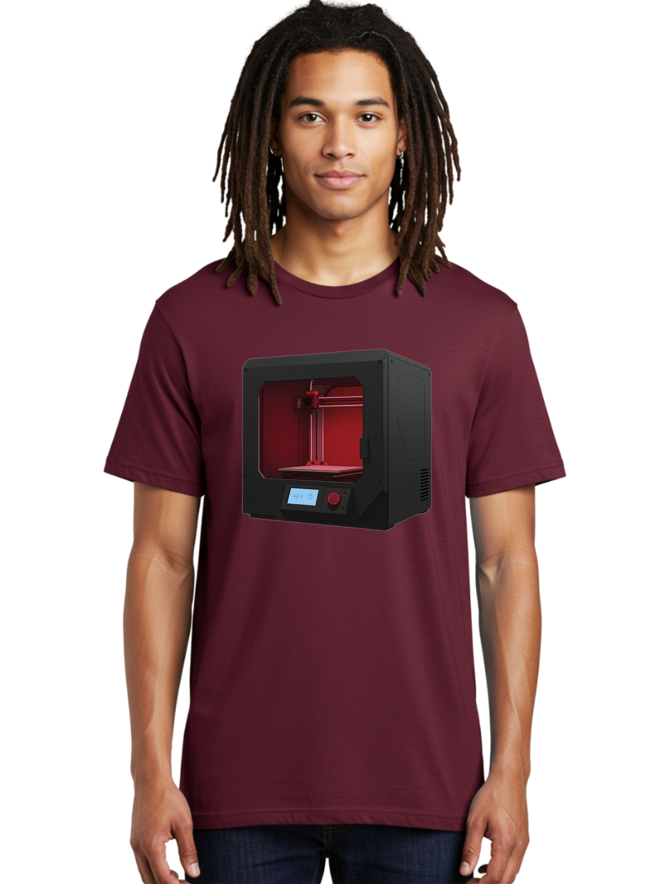 3D-Printer-12 Men'S Graphic Tee, 100% Cotton, Comfortable Casual Summer Wear, Machine Washable, 3D Printing Technology, Additive Manufacturing, Red Lit Interior, Digital Display, Control Panel, Futuristic Design, Precision Engineering, Baa005 8