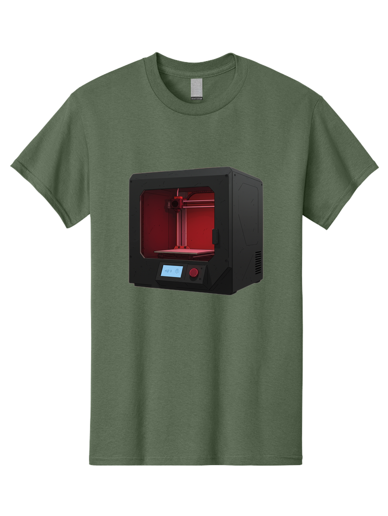 3D-Printer-12 Men'S Graphic Tee, 100% Cotton, Comfortable Casual Summer Wear, Machine Washable, 3D Printing Technology, Additive Manufacturing, Red Lit Interior, Digital Display, Control Panel, Futuristic Design, Precision Engineering, Baa005 21