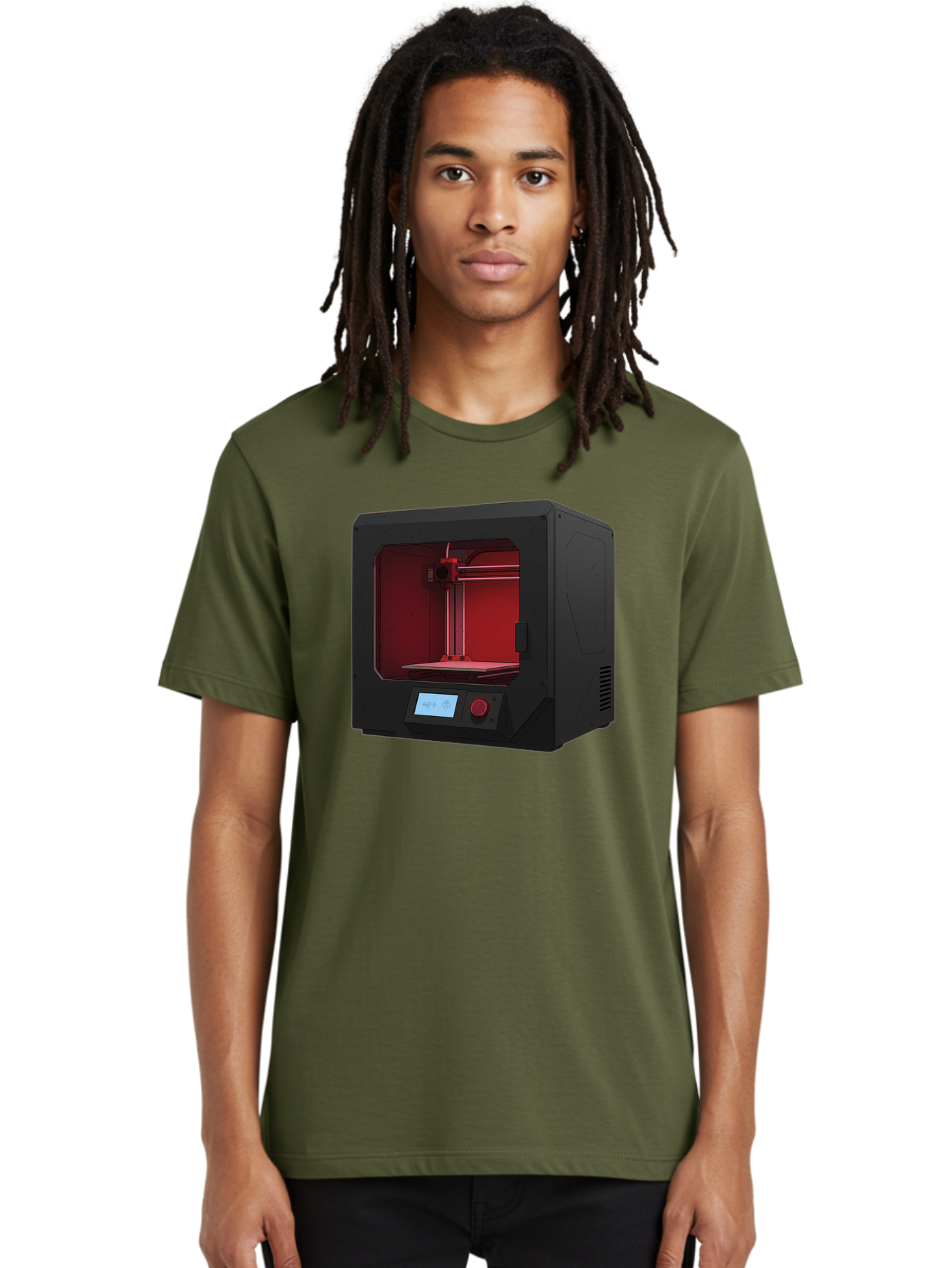 3D-Printer-12 Men'S Graphic Tee, 100% Cotton, Comfortable Casual Summer Wear, Machine Washable, 3D Printing Technology, Additive Manufacturing, Red Lit Interior, Digital Display, Control Panel, Futuristic Design, Precision Engineering, Baa005 22