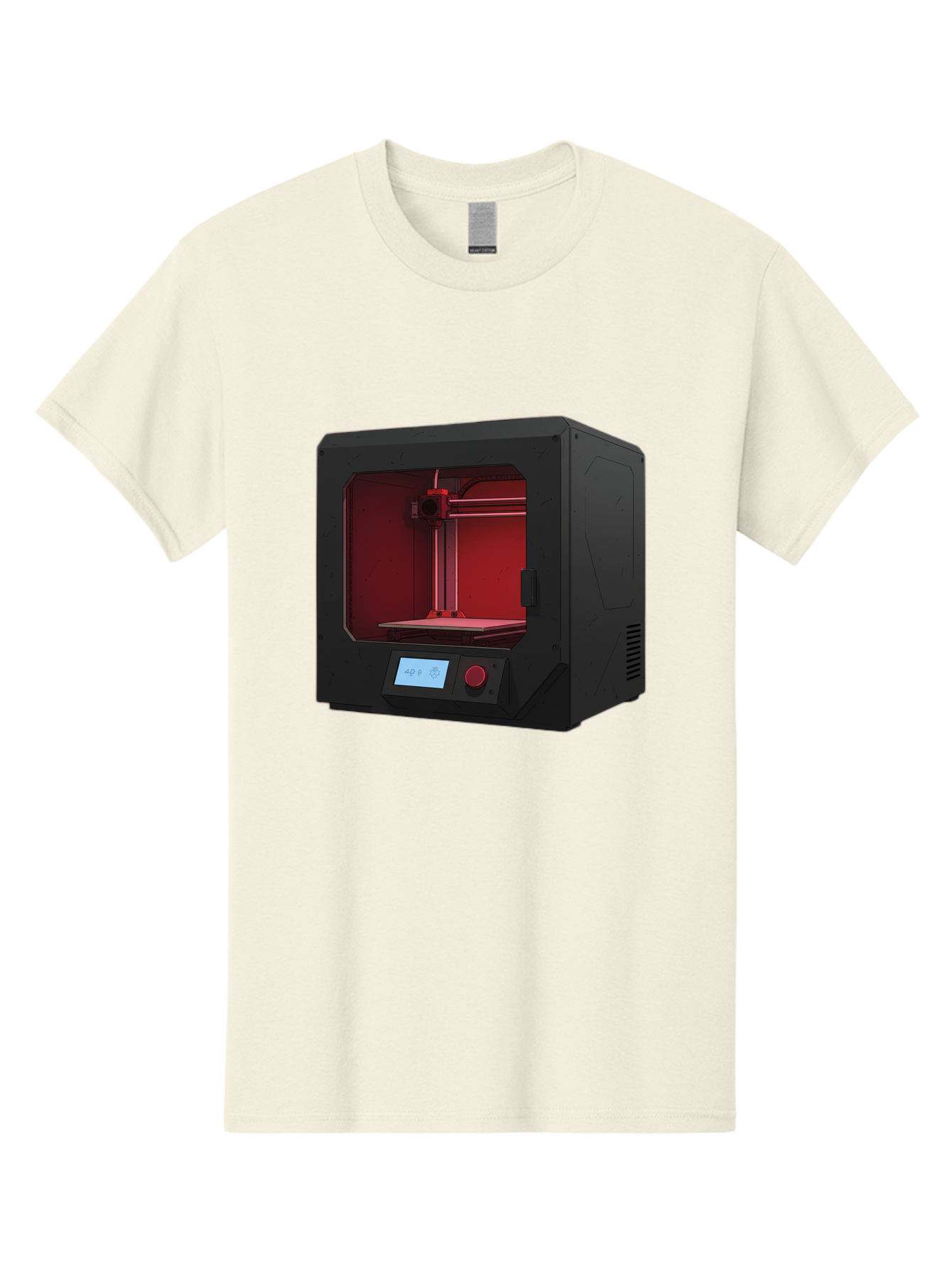 3D-Printer-12 Men'S Graphic Tee, 100% Cotton, Comfortable Casual Summer Wear, Machine Washable, 3D Printing Technology, Additive Manufacturing, Red Lit Interior, Digital Display, Control Panel, Futuristic Design, Precision Engineering, Baa005 11