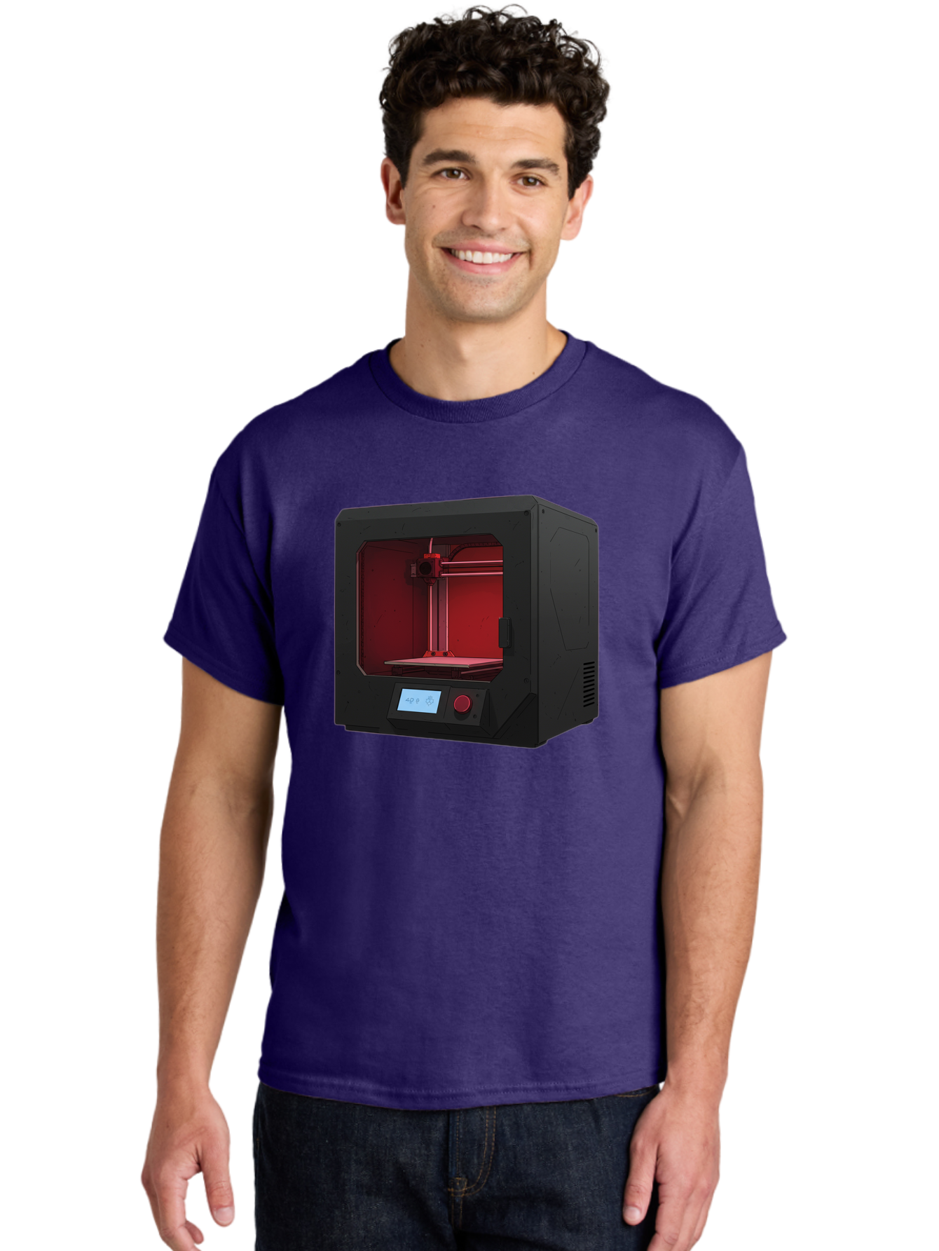 3D-Printer-12 Men'S Graphic Tee, 100% Cotton, Comfortable Casual Summer Wear, Machine Washable, 3D Printing Technology, Additive Manufacturing, Red Lit Interior, Digital Display, Control Panel, Futuristic Design, Precision Engineering, Baa005 26