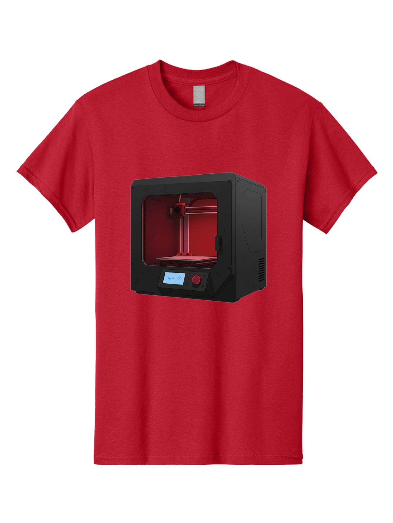 3D-Printer-12 Men'S Graphic Tee, 100% Cotton, Comfortable Casual Summer Wear, Machine Washable, 3D Printing Technology, Additive Manufacturing, Red Lit Interior, Digital Display, Control Panel, Futuristic Design, Precision Engineering, Baa005 29