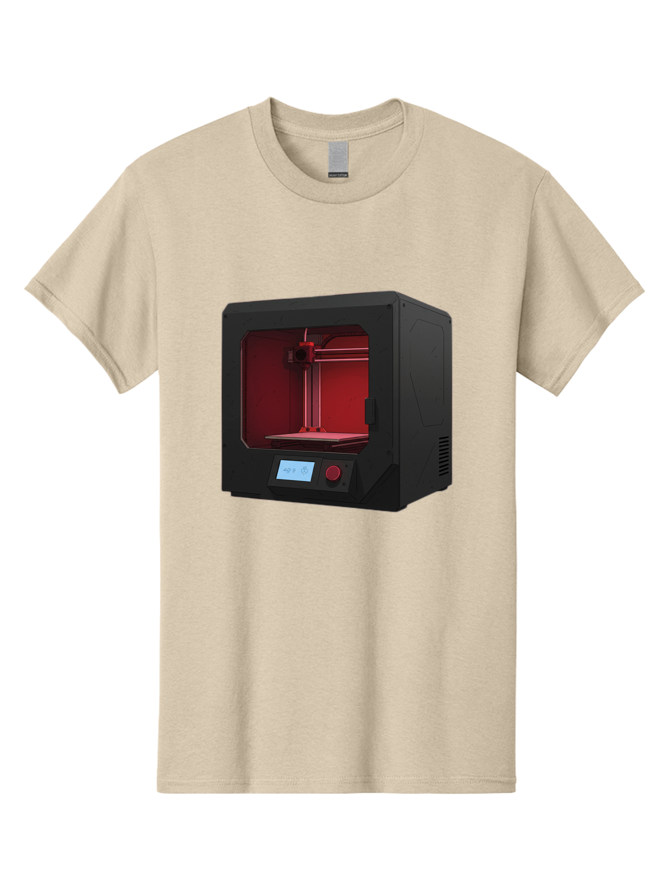 3D-Printer-12 Men'S Graphic Tee, 100% Cotton, Comfortable Casual Summer Wear, Machine Washable, 3D Printing Technology, Additive Manufacturing, Red Lit Interior, Digital Display, Control Panel, Futuristic Design, Precision Engineering, Baa005 5