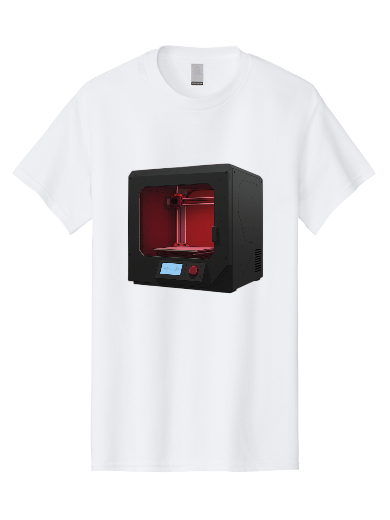 3D-Printer-12 Men'S Graphic Tee, 100% Cotton, Comfortable Casual Summer Wear, Machine Washable, 3D Printing Technology, Additive Manufacturing, Red Lit Interior, Digital Display, Control Panel, Futuristic Design, Precision Engineering, Baa005 27