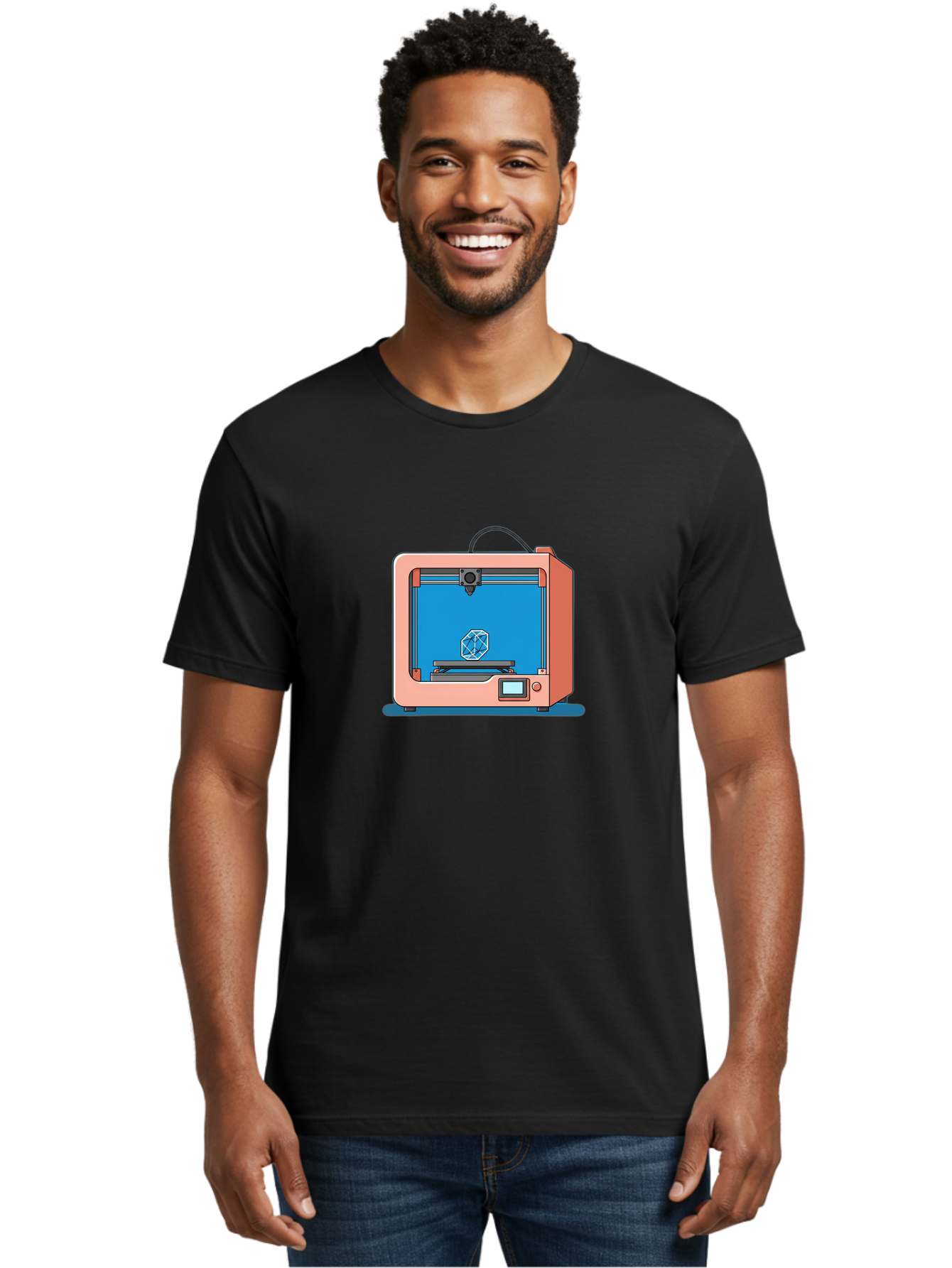 3D-Printer-13 Men'S Graphic Tee, 100% Cotton, Comfortable Casual Summer Wear, Machine Washable, 3D Printing Technology, Additive Manufacturing, Digital Fabrication, Prototype Development, Product Design, Geometric Object, 3D Modeling Baa006 10