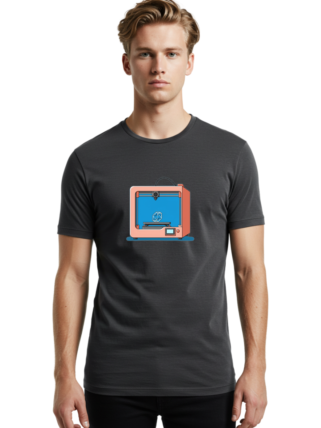 3D-Printer-13 Men'S Graphic Tee, 100% Cotton, Comfortable Casual Summer Wear, Machine Washable, 3D Printing Technology, Additive Manufacturing, Digital Fabrication, Prototype Development, Product Design, Geometric Object, 3D Modeling Baa006 6