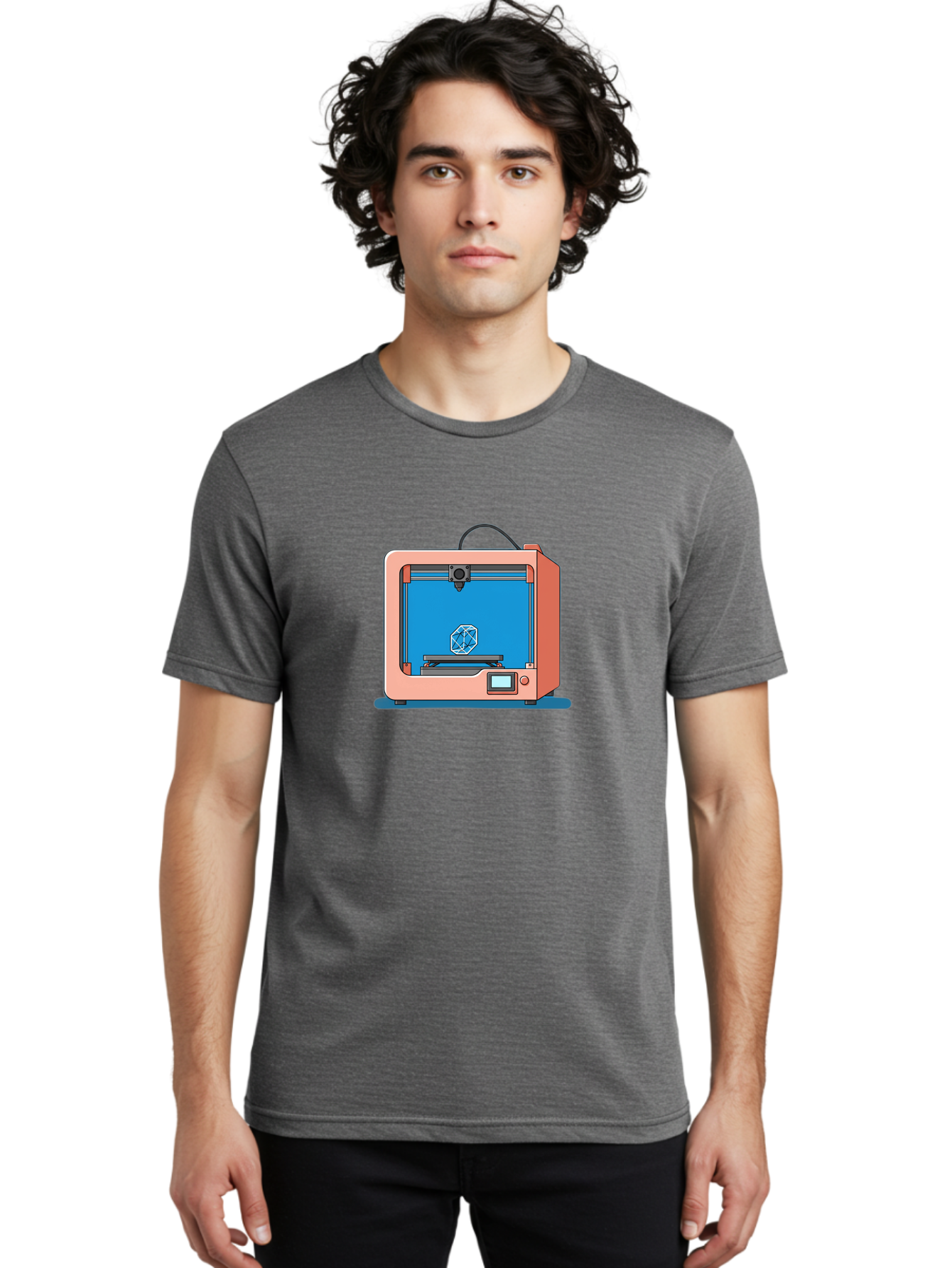 3D-Printer-13 Men'S Graphic Tee, 100% Cotton, Comfortable Casual Summer Wear, Machine Washable, 3D Printing Technology, Additive Manufacturing, Digital Fabrication, Prototype Development, Product Design, Geometric Object, 3D Modeling Baa006 30