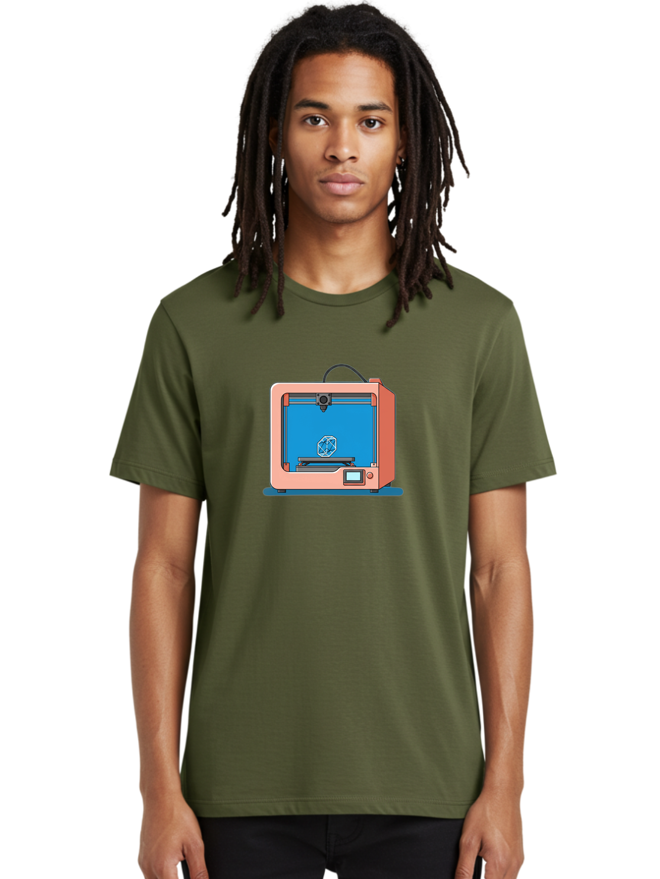 3D-Printer-13 Men'S Graphic Tee, 100% Cotton, Comfortable Casual Summer Wear, Machine Washable, 3D Printing Technology, Additive Manufacturing, Digital Fabrication, Prototype Development, Product Design, Geometric Object, 3D Modeling Baa006 12