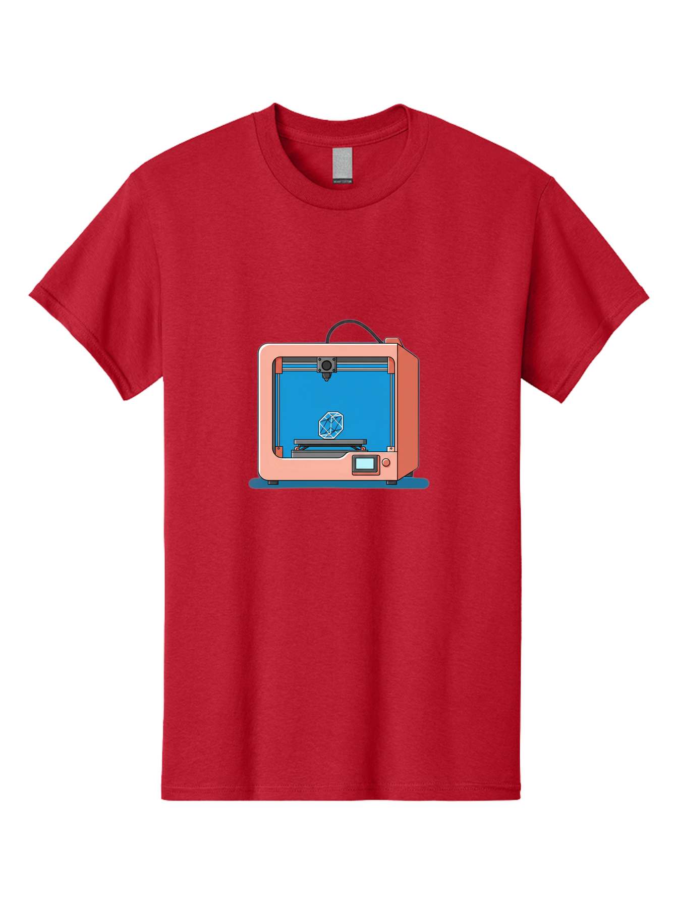 3D-Printer-13 Men'S Graphic Tee, 100% Cotton, Comfortable Casual Summer Wear, Machine Washable, 3D Printing Technology, Additive Manufacturing, Digital Fabrication, Prototype Development, Product Design, Geometric Object, 3D Modeling Baa006 3