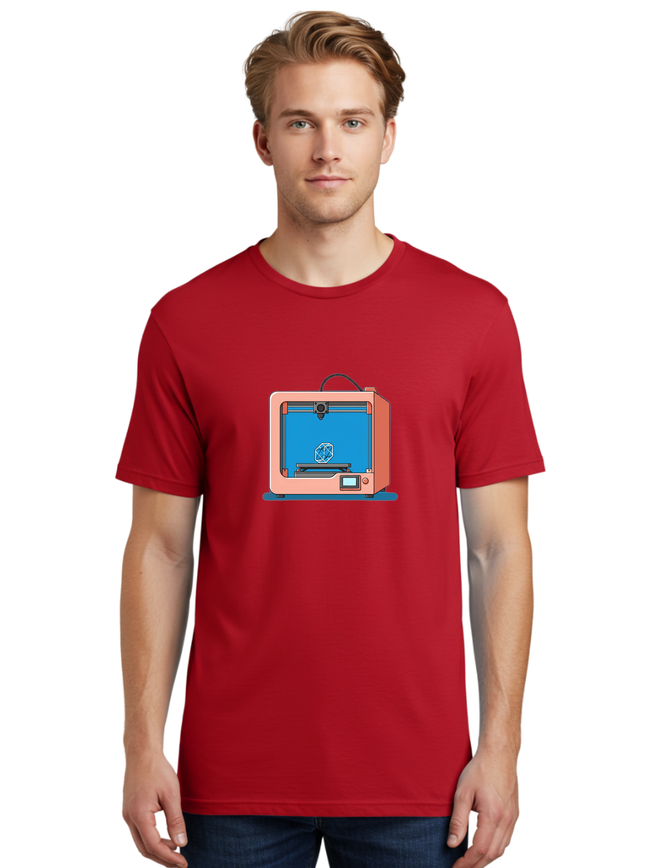 3D-Printer-13 Men'S Graphic Tee, 100% Cotton, Comfortable Casual Summer Wear, Machine Washable, 3D Printing Technology, Additive Manufacturing, Digital Fabrication, Prototype Development, Product Design, Geometric Object, 3D Modeling Baa006 4