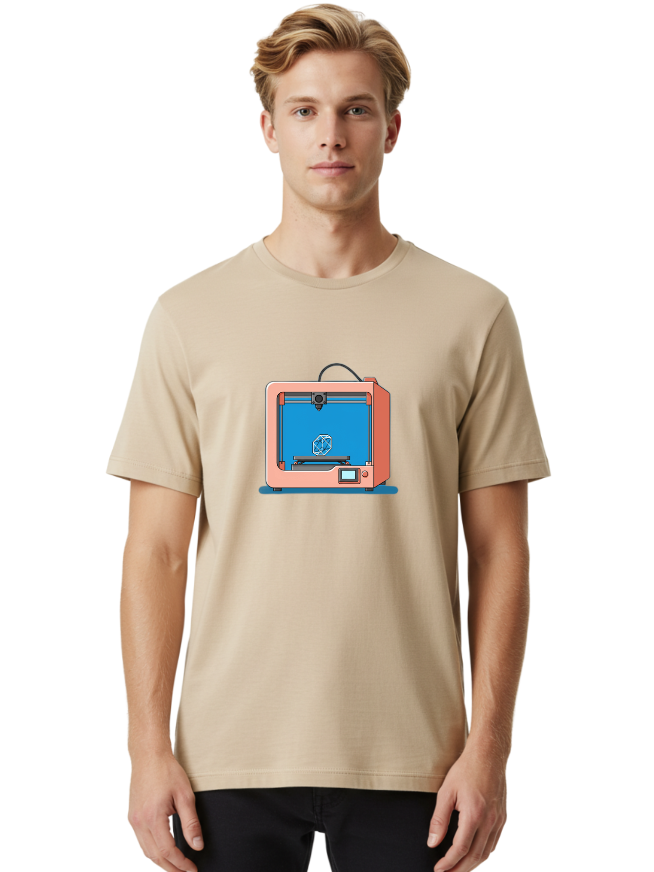 3D-Printer-13 Men'S Graphic Tee, 100% Cotton, Comfortable Casual Summer Wear, Machine Washable, 3D Printing Technology, Additive Manufacturing, Digital Fabrication, Prototype Development, Product Design, Geometric Object, 3D Modeling Baa006 28