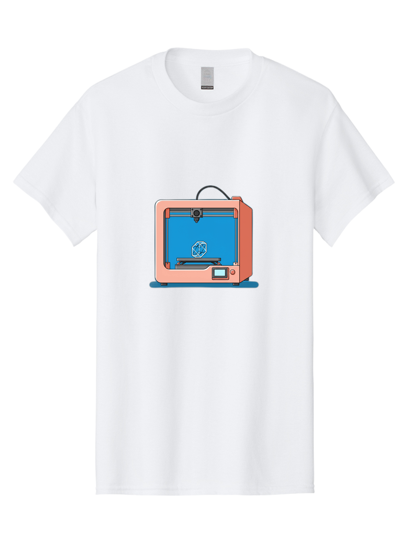 3D-Printer-13 Men'S Graphic Tee, 100% Cotton, Comfortable Casual Summer Wear, Machine Washable, 3D Printing Technology, Additive Manufacturing, Digital Fabrication, Prototype Development, Product Design, Geometric Object, 3D Modeling Baa006 23