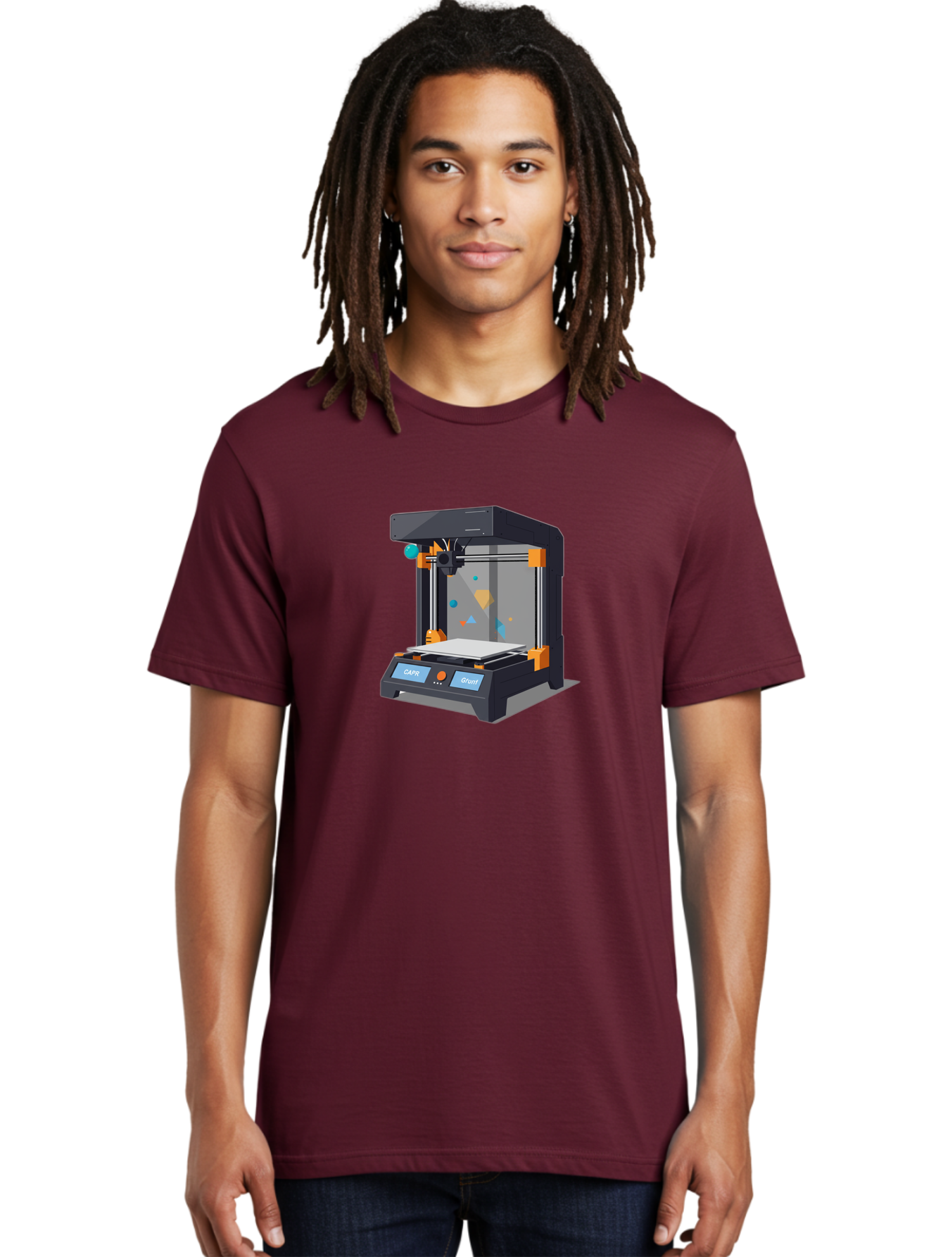 3D-Printer-14 Men'S Graphic Tee, 100% Cotton, Comfortable Casual Summer Wear, Machine Washable, 3D Printing Technology, Modern Manufacturing, Additive Manufacturing, Print Head, Build Platform, Capr, Grafit, Digital Fabrication, Baa007 24