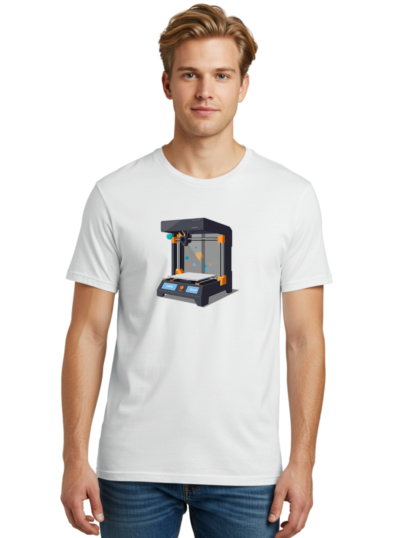 3D-Printer-14 Men'S Graphic Tee, 100% Cotton, Comfortable Casual Summer Wear, Machine Washable, 3D Printing Technology, Modern Manufacturing, Additive Manufacturing, Print Head, Build Platform, Capr, Grafit, Digital Fabrication, Baa007 12