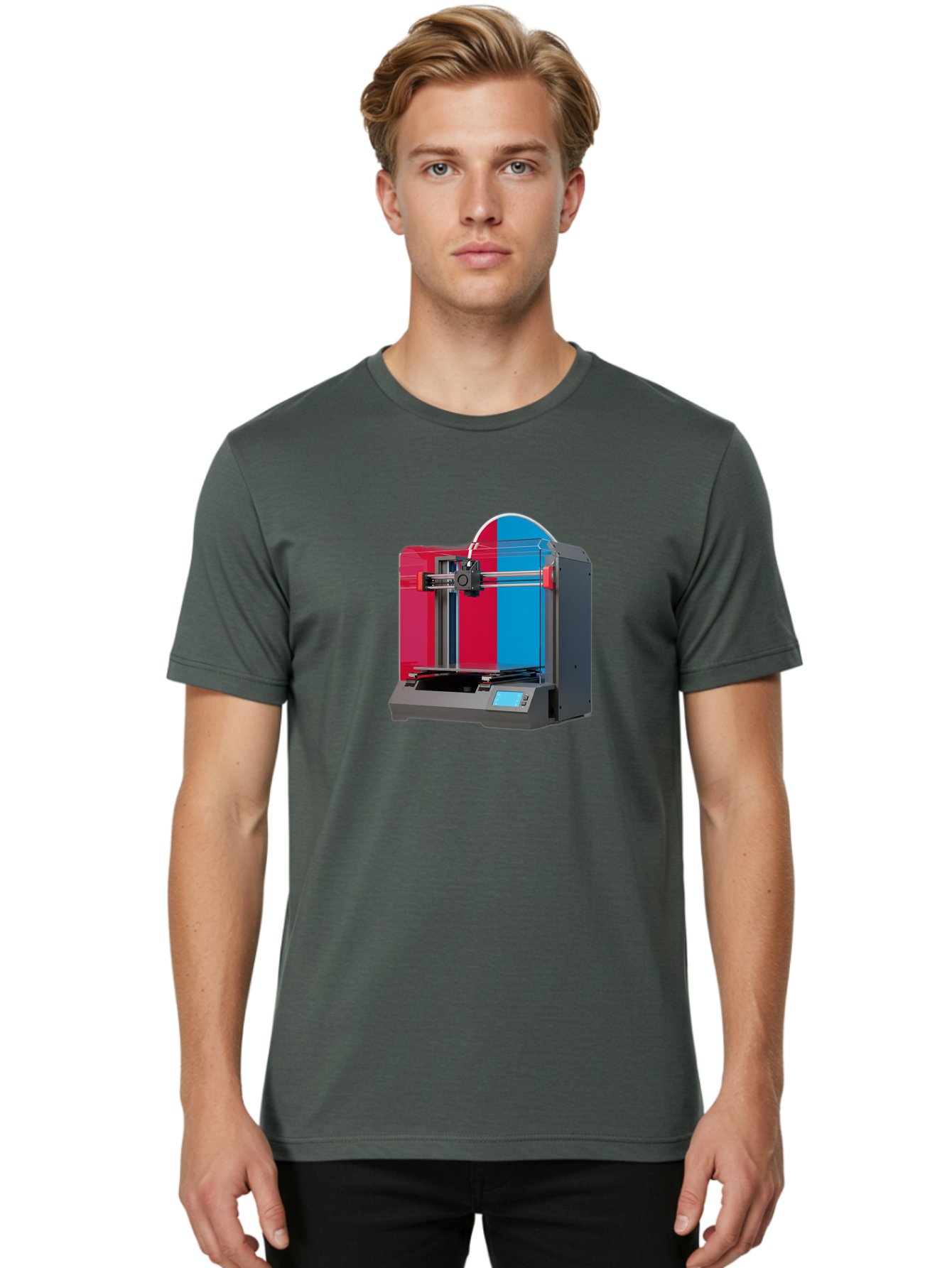 3D-Printer-16 Men'S Graphic Tee, 100% Cotton, Comfortable Casual Summer Wear, Machine Washable, 3D Printing Technology, Rapid Prototyping, Digital Fabrication, Additive Manufacturing, Printer Machine, Futuristic Design, Modern Innovation, Baa009 10
