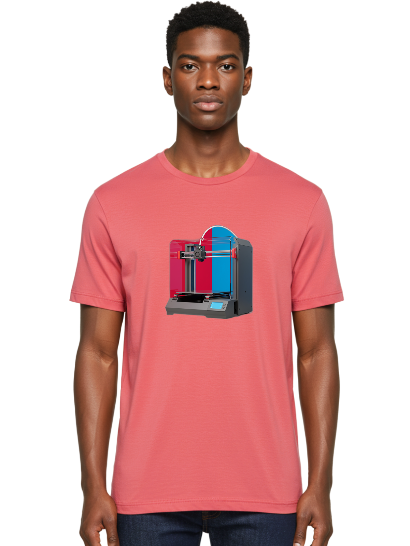 3D-Printer-16 Men'S Graphic Tee, 100% Cotton, Comfortable Casual Summer Wear, Machine Washable, 3D Printing Technology, Rapid Prototyping, Digital Fabrication, Additive Manufacturing, Printer Machine, Futuristic Design, Modern Innovation, Baa009 4