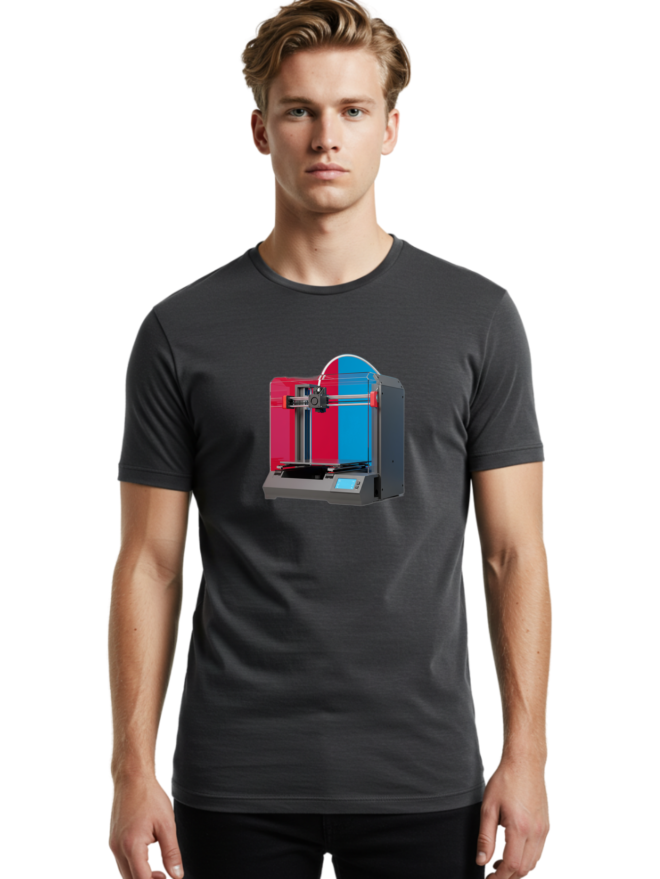 3D-Printer-16 Men'S Graphic Tee, 100% Cotton, Comfortable Casual Summer Wear, Machine Washable, 3D Printing Technology, Rapid Prototyping, Digital Fabrication, Additive Manufacturing, Printer Machine, Futuristic Design, Modern Innovation, Baa009 18
