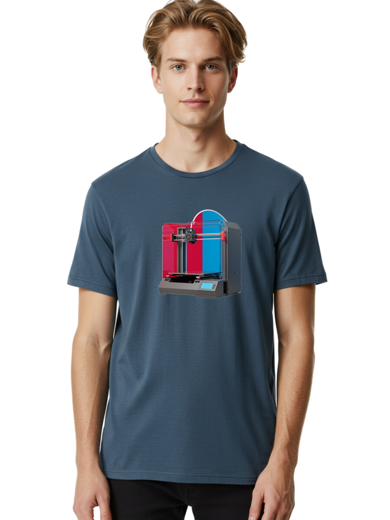3D-Printer-16 Men'S Graphic Tee, 100% Cotton, Comfortable Casual Summer Wear, Machine Washable, 3D Printing Technology, Rapid Prototyping, Digital Fabrication, Additive Manufacturing, Printer Machine, Futuristic Design, Modern Innovation, Baa009 16