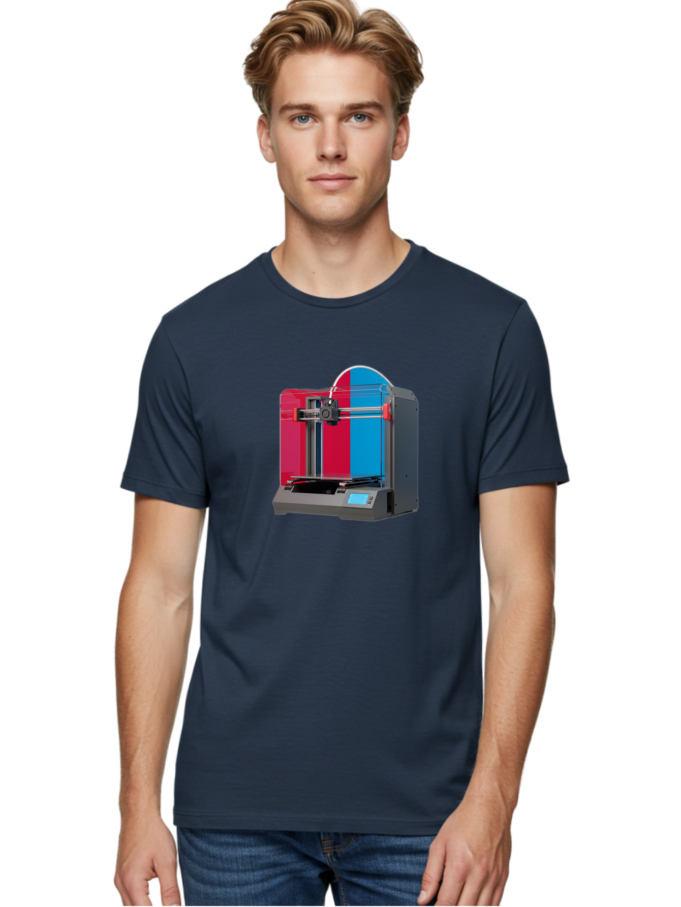 3D-Printer-16 Men'S Graphic Tee, 100% Cotton, Comfortable Casual Summer Wear, Machine Washable, 3D Printing Technology, Rapid Prototyping, Digital Fabrication, Additive Manufacturing, Printer Machine, Futuristic Design, Modern Innovation, Baa009 30