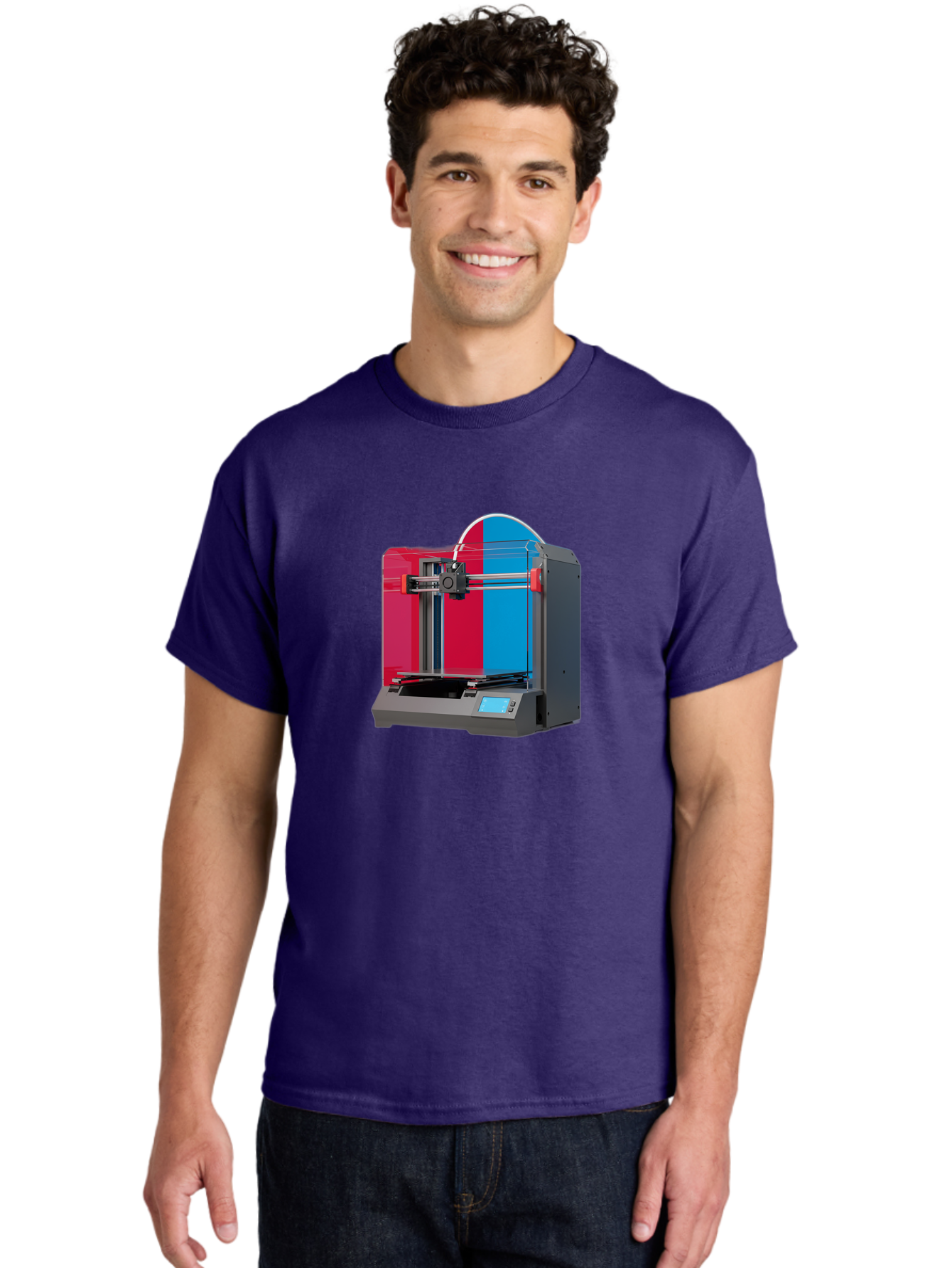 3D-Printer-16 Men'S Graphic Tee, 100% Cotton, Comfortable Casual Summer Wear, Machine Washable, 3D Printing Technology, Rapid Prototyping, Digital Fabrication, Additive Manufacturing, Printer Machine, Futuristic Design, Modern Innovation, Baa009 8
