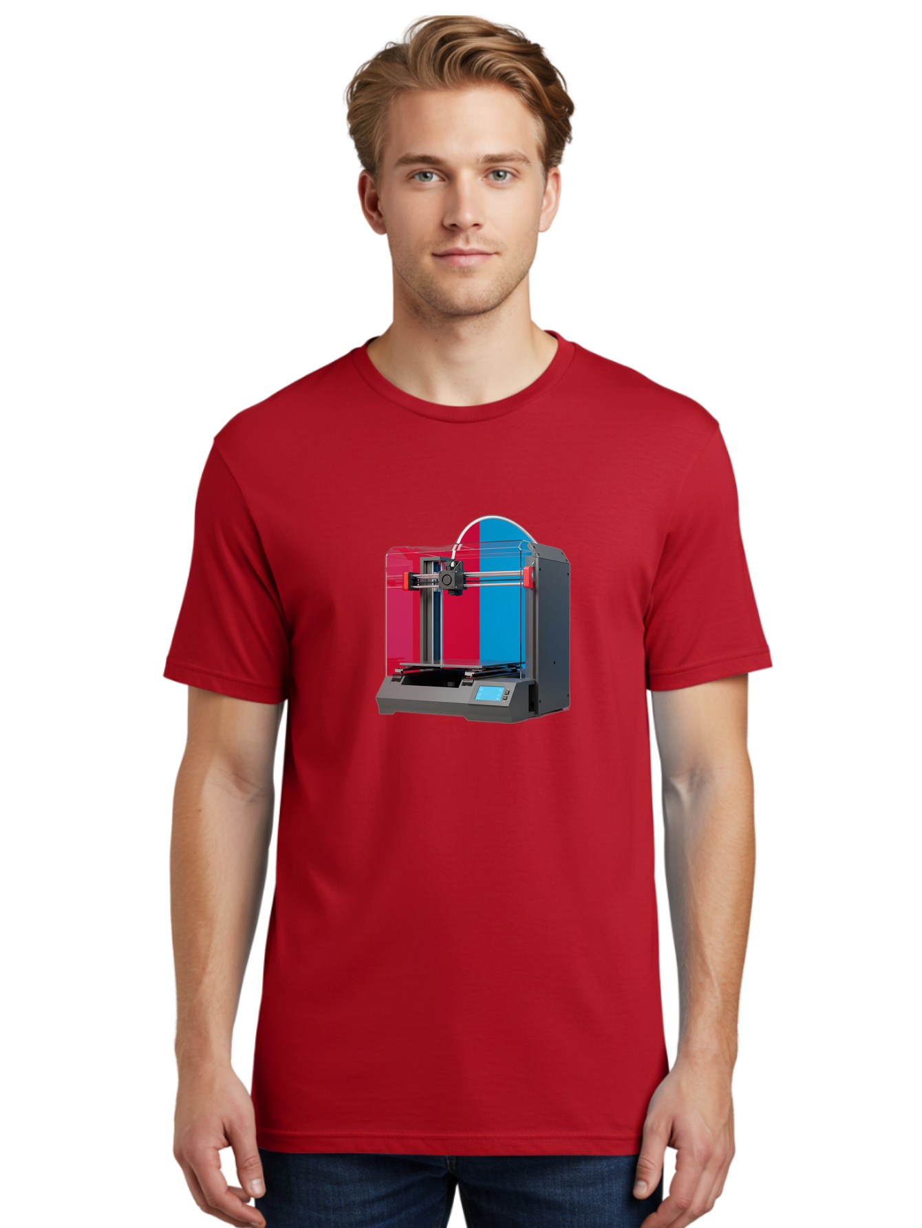 3D-Printer-16 Men'S Graphic Tee, 100% Cotton, Comfortable Casual Summer Wear, Machine Washable, 3D Printing Technology, Rapid Prototyping, Digital Fabrication, Additive Manufacturing, Printer Machine, Futuristic Design, Modern Innovation, Baa009 6