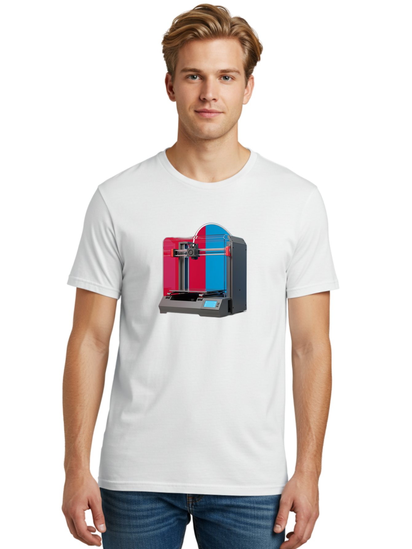 3D-Printer-16 Men'S Graphic Tee, 100% Cotton, Comfortable Casual Summer Wear, Machine Washable, 3D Printing Technology, Rapid Prototyping, Digital Fabrication, Additive Manufacturing, Printer Machine, Futuristic Design, Modern Innovation, Baa009 26