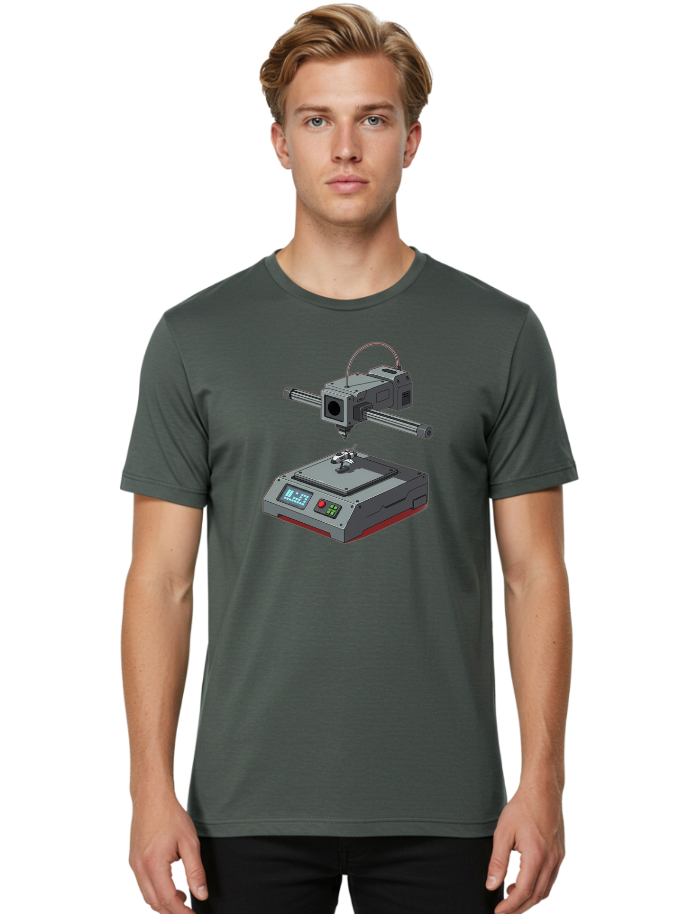3D-Printer-17 Men'S Graphic Tee, 100% Cotton, Comfortable Casual Summer Wear, Machine Washable, 3D Printing Technology, Rapid Prototyping, Digital Fabrication, Additive Manufacturing, Futuristic Design, Robotic Arm, Cutting-Edge Innovation, Baa010 8