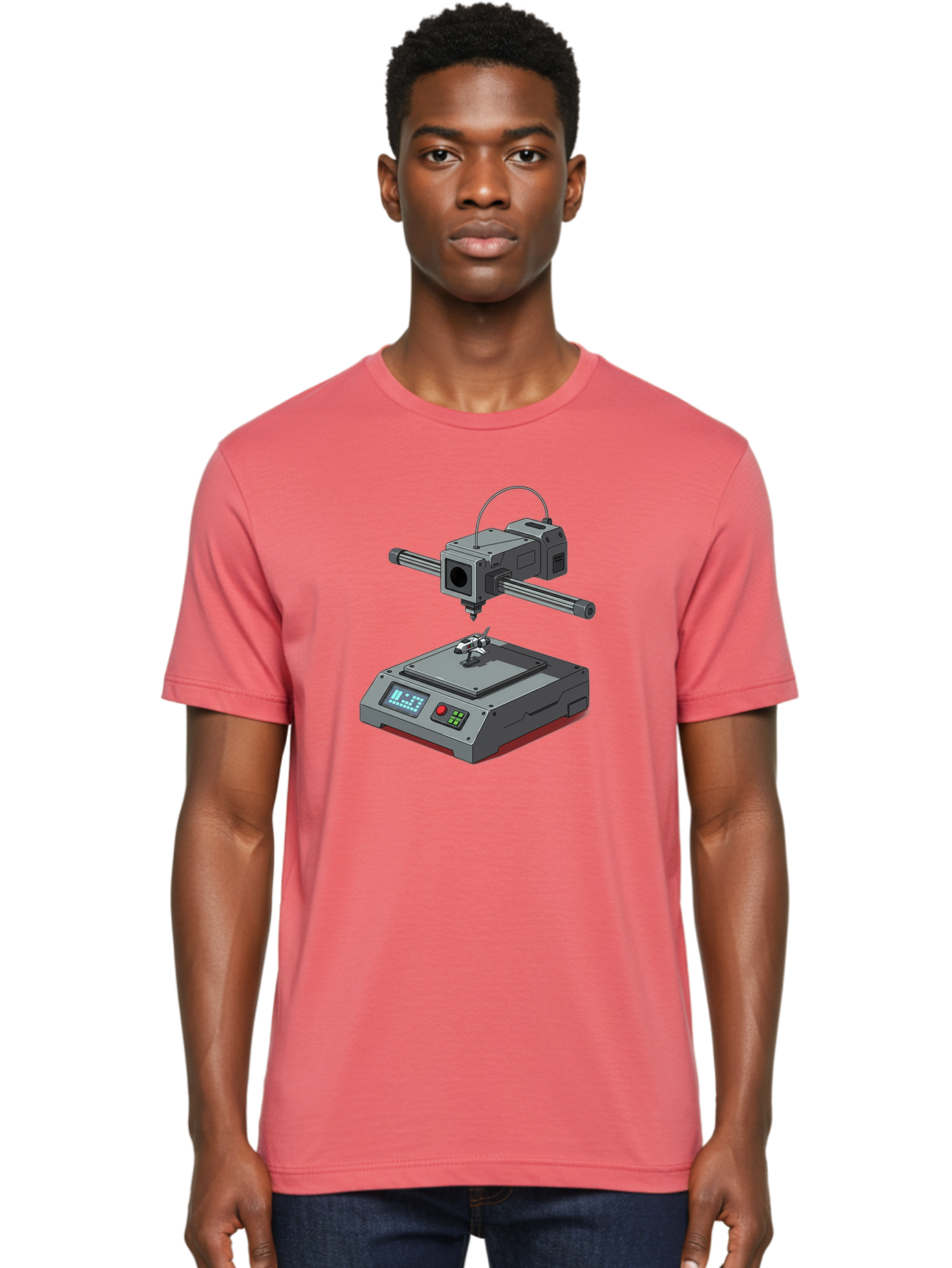 3D-Printer-17 Men'S Graphic Tee, 100% Cotton, Comfortable Casual Summer Wear, Machine Washable, 3D Printing Technology, Rapid Prototyping, Digital Fabrication, Additive Manufacturing, Futuristic Design, Robotic Arm, Cutting-Edge Innovation, Baa010 22