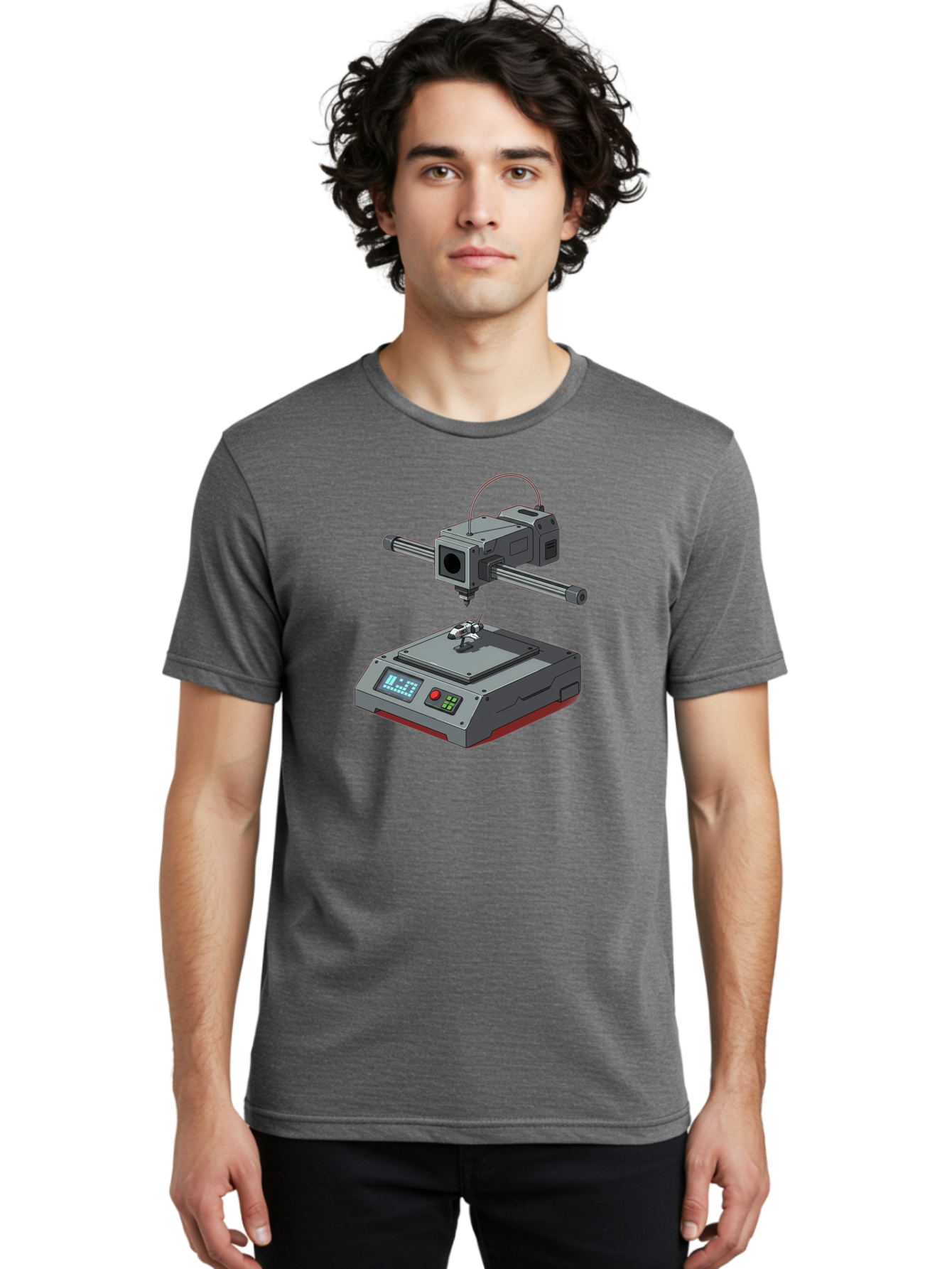 3D-Printer-17 Men'S Graphic Tee, 100% Cotton, Comfortable Casual Summer Wear, Machine Washable, 3D Printing Technology, Rapid Prototyping, Digital Fabrication, Additive Manufacturing, Futuristic Design, Robotic Arm, Cutting-Edge Innovation, Baa010 4