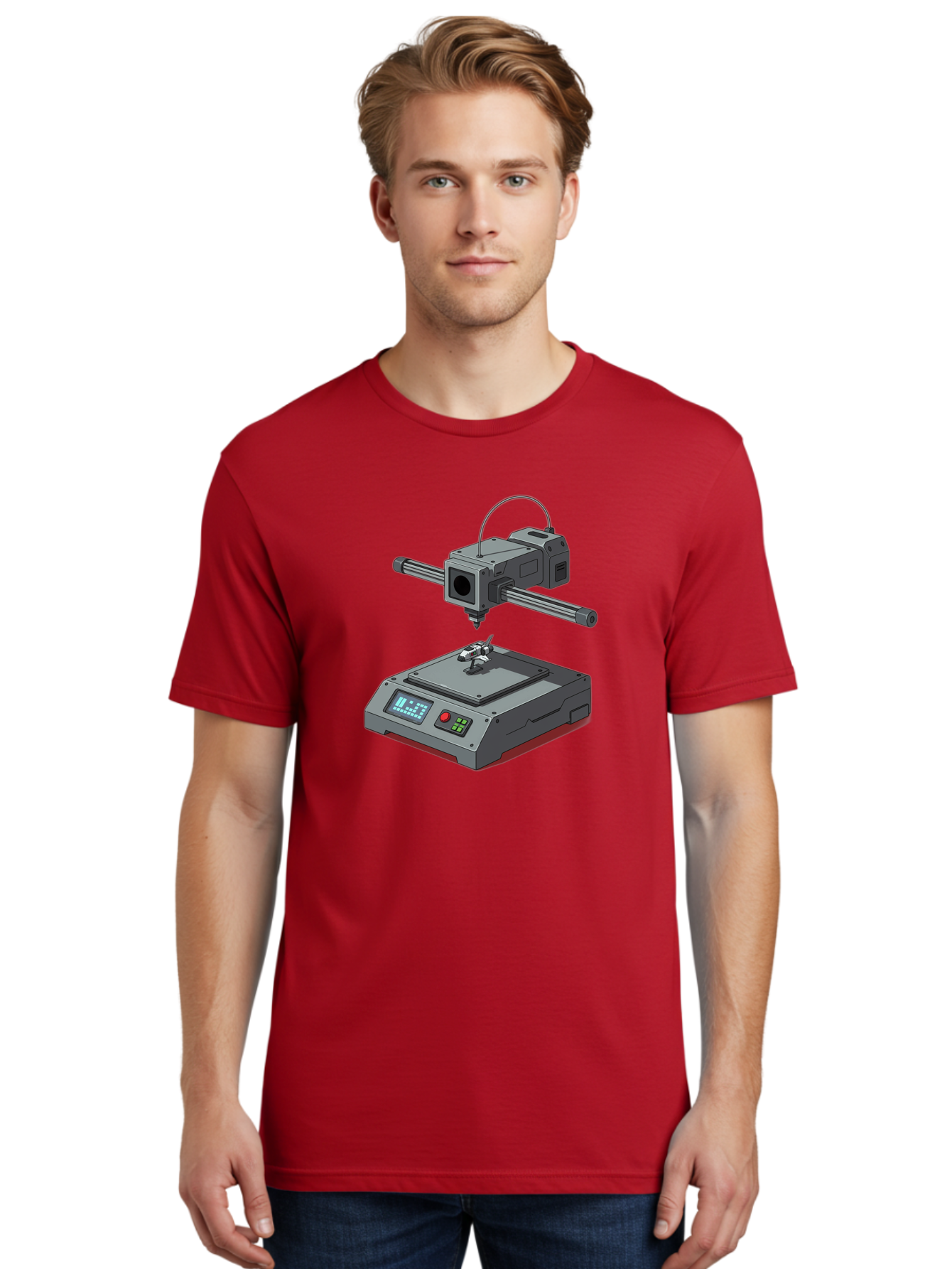 3D-Printer-17 Men'S Graphic Tee, 100% Cotton, Comfortable Casual Summer Wear, Machine Washable, 3D Printing Technology, Rapid Prototyping, Digital Fabrication, Additive Manufacturing, Futuristic Design, Robotic Arm, Cutting-Edge Innovation, Baa010 24