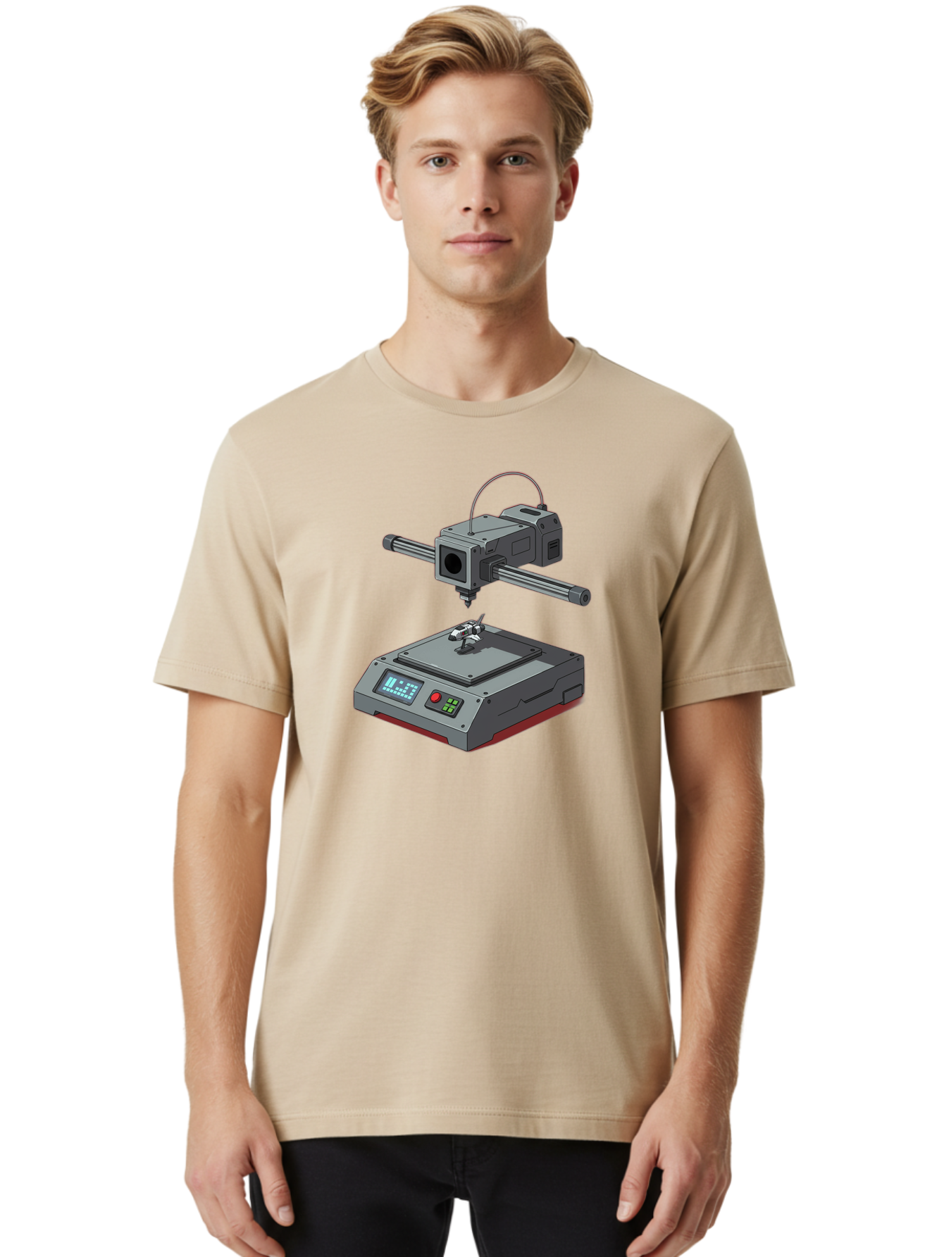 3D-Printer-17 Men'S Graphic Tee, 100% Cotton, Comfortable Casual Summer Wear, Machine Washable, 3D Printing Technology, Rapid Prototyping, Digital Fabrication, Additive Manufacturing, Futuristic Design, Robotic Arm, Cutting-Edge Innovation, Baa010 26