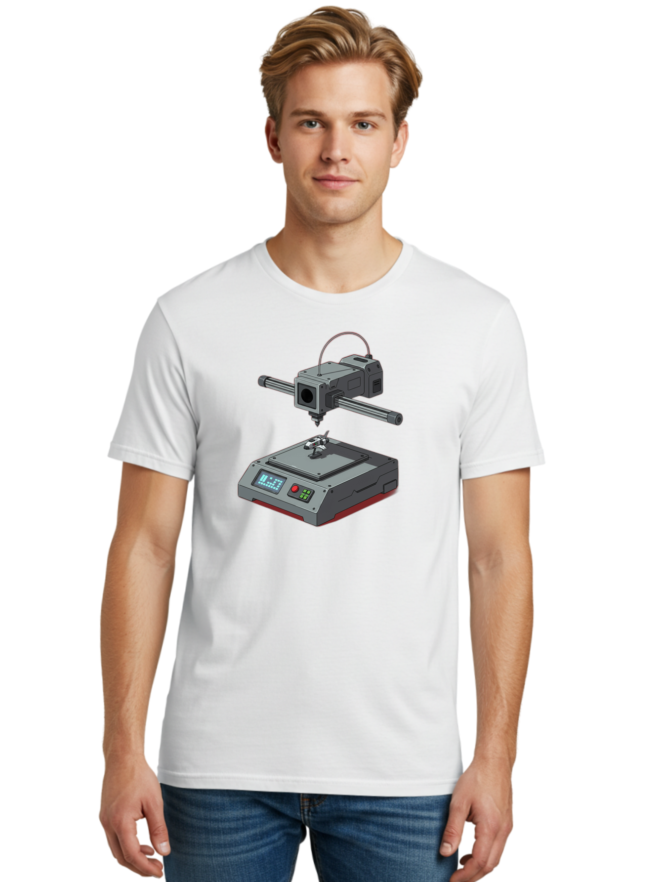 3D-Printer-17 Men'S Graphic Tee, 100% Cotton, Comfortable Casual Summer Wear, Machine Washable, 3D Printing Technology, Rapid Prototyping, Digital Fabrication, Additive Manufacturing, Futuristic Design, Robotic Arm, Cutting-Edge Innovation, Baa010 20