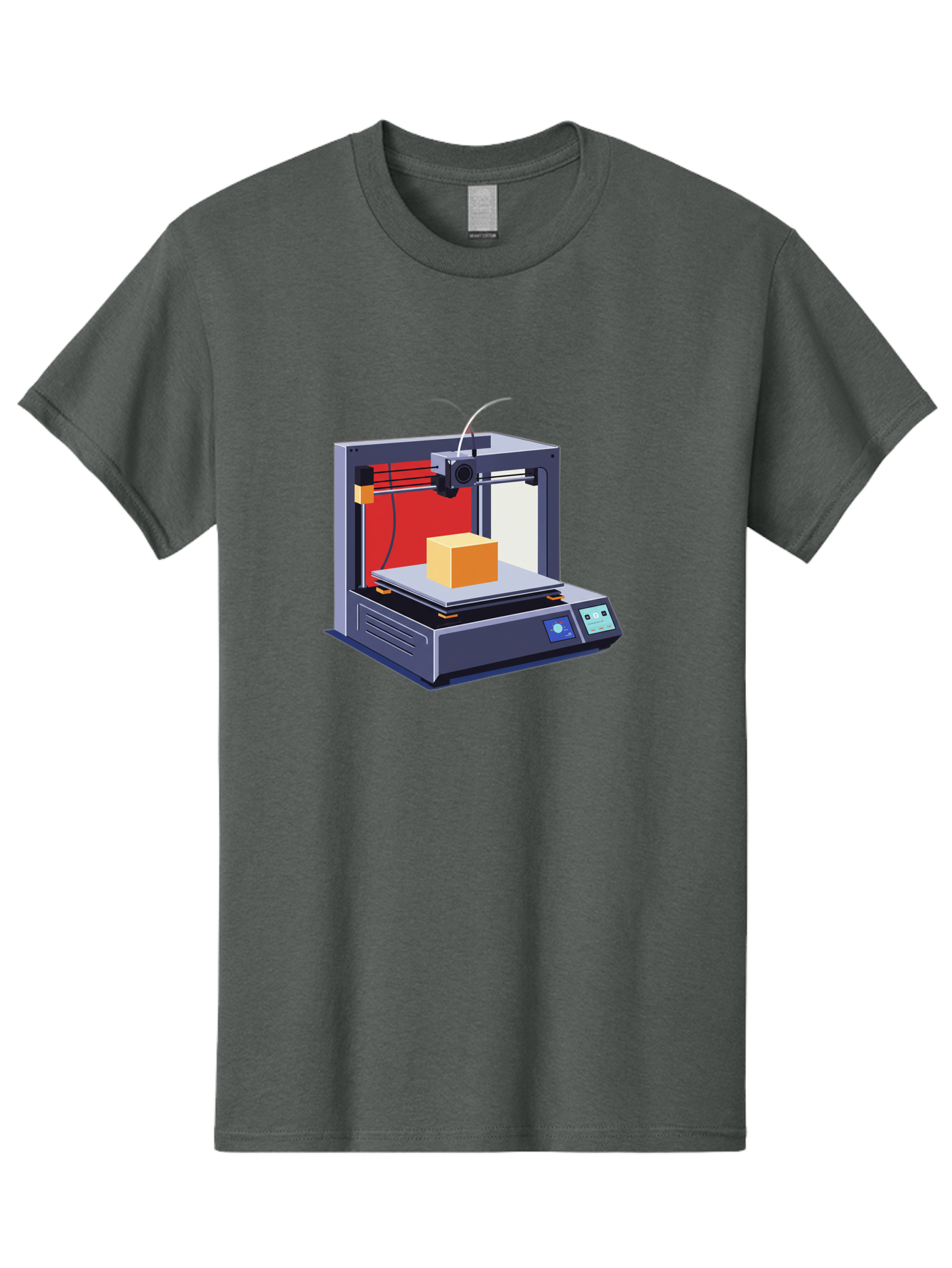 3D-Printer-2 Men'S Graphic Tee, 100% Cotton, Comfortable Casual Summer Wear, Machine Washable, 3D Printing Technology, Additive Manufacturing, Printed Cube, Digital Fabrication, Rapid Prototyping, Industrial Innovation, Futuristic Design Baa013 23