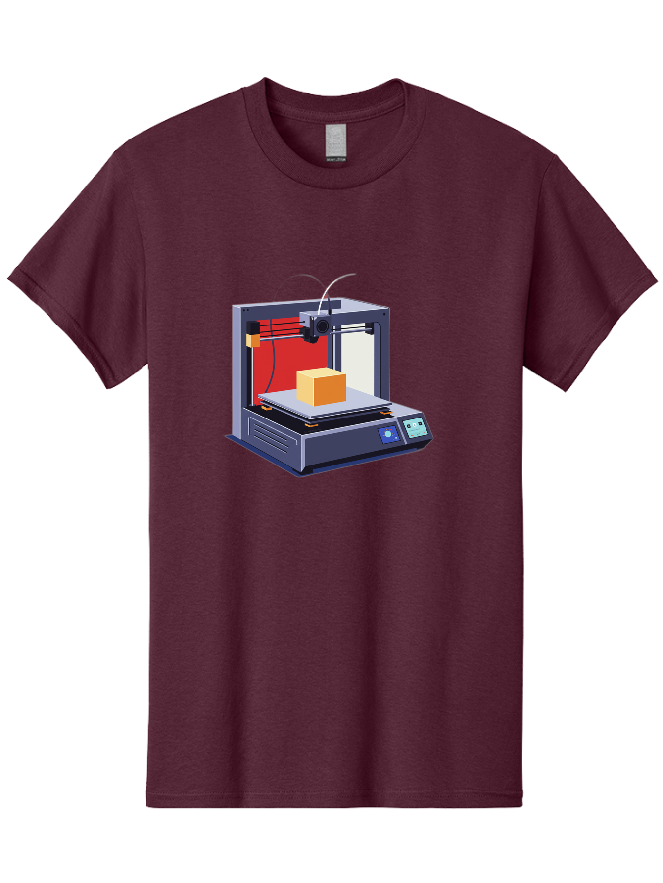 3D-Printer-2 Men'S Graphic Tee, 100% Cotton, Comfortable Casual Summer Wear, Machine Washable, 3D Printing Technology, Additive Manufacturing, Printed Cube, Digital Fabrication, Rapid Prototyping, Industrial Innovation, Futuristic Design Baa013 1