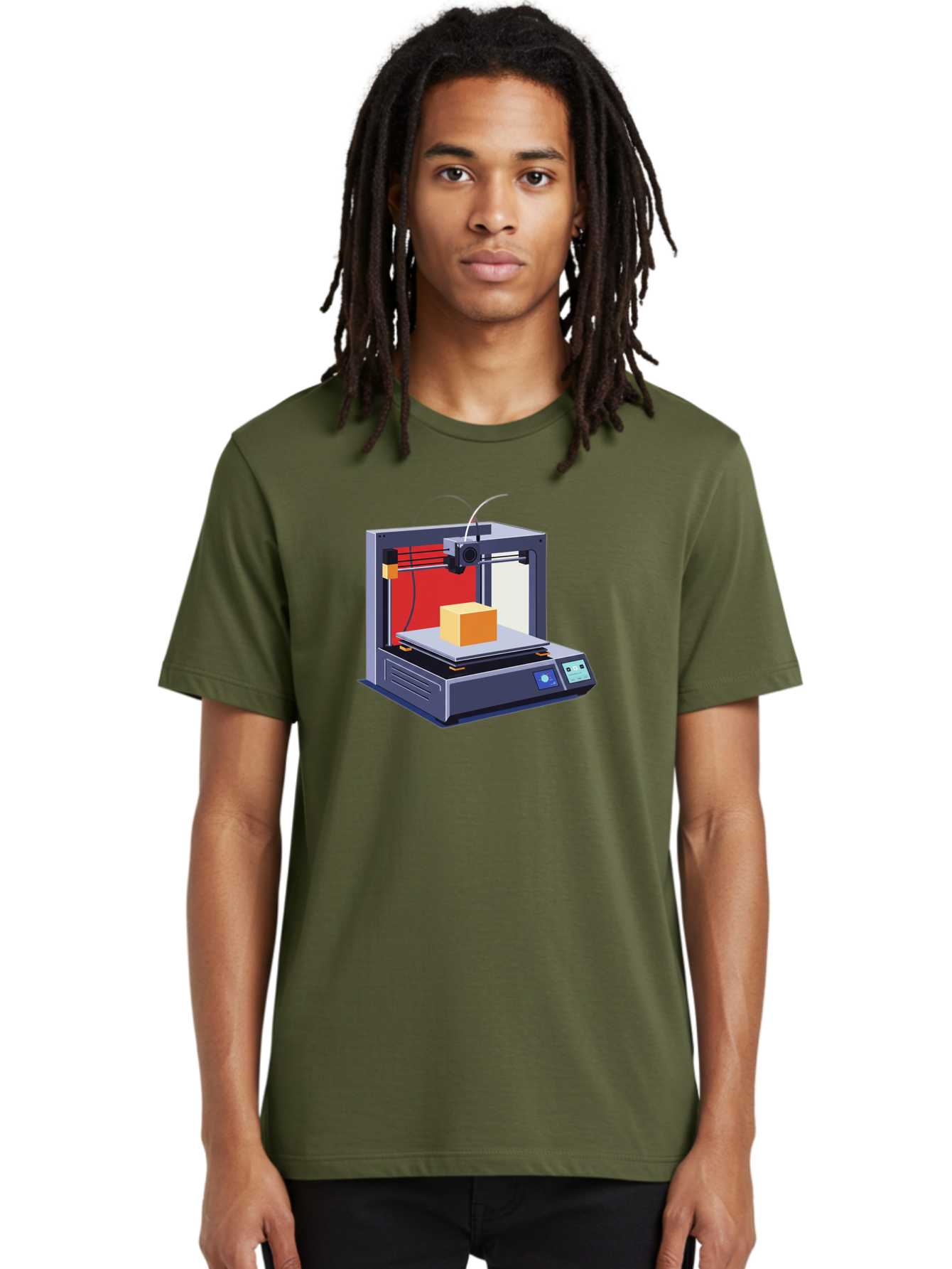 3D-Printer-2 Men'S Graphic Tee, 100% Cotton, Comfortable Casual Summer Wear, Machine Washable, 3D Printing Technology, Additive Manufacturing, Printed Cube, Digital Fabrication, Rapid Prototyping, Industrial Innovation, Futuristic Design Baa013 8