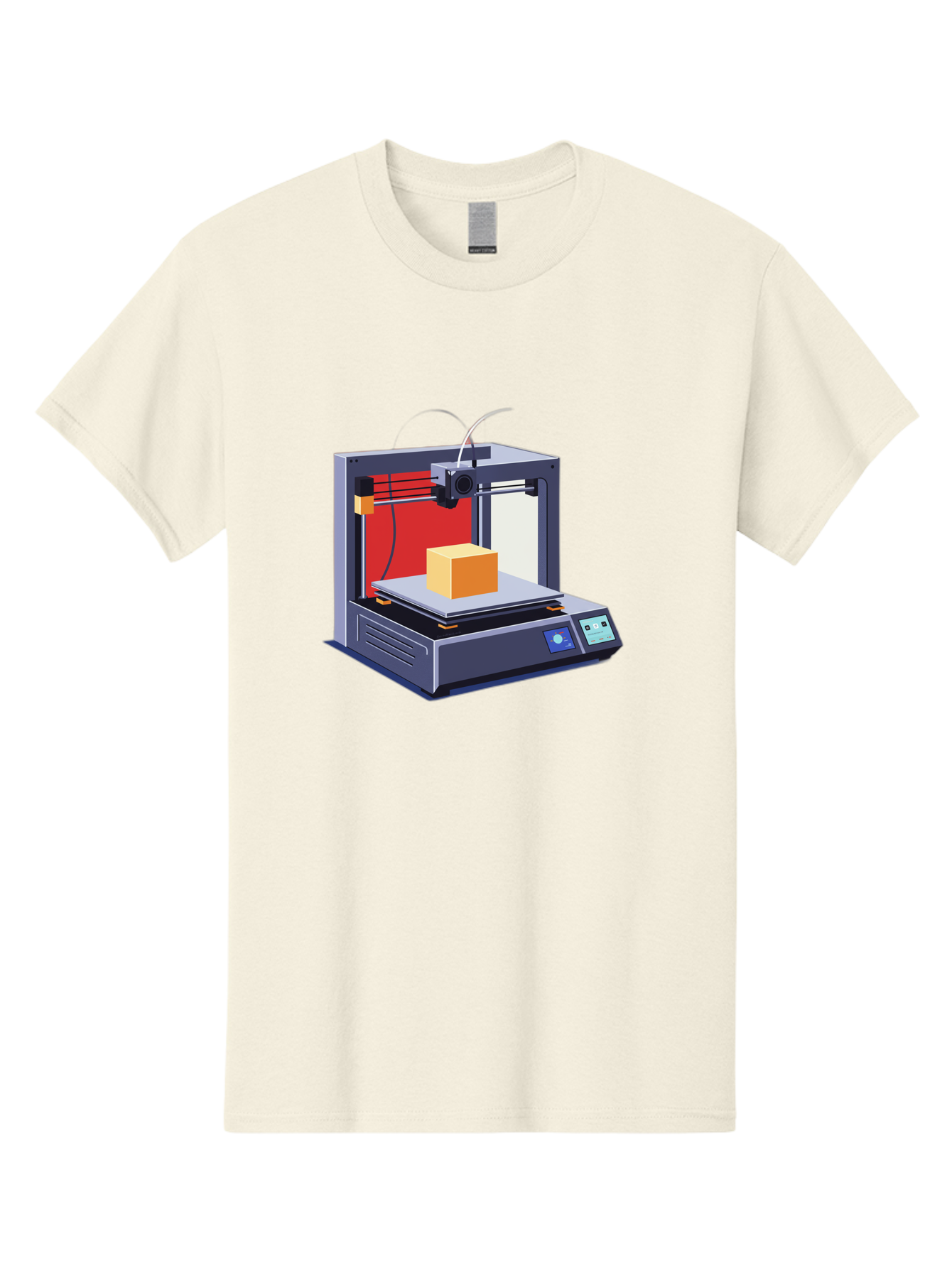 3D-Printer-2 Men'S Graphic Tee, 100% Cotton, Comfortable Casual Summer Wear, Machine Washable, 3D Printing Technology, Additive Manufacturing, Printed Cube, Digital Fabrication, Rapid Prototyping, Industrial Innovation, Futuristic Design Baa013 11