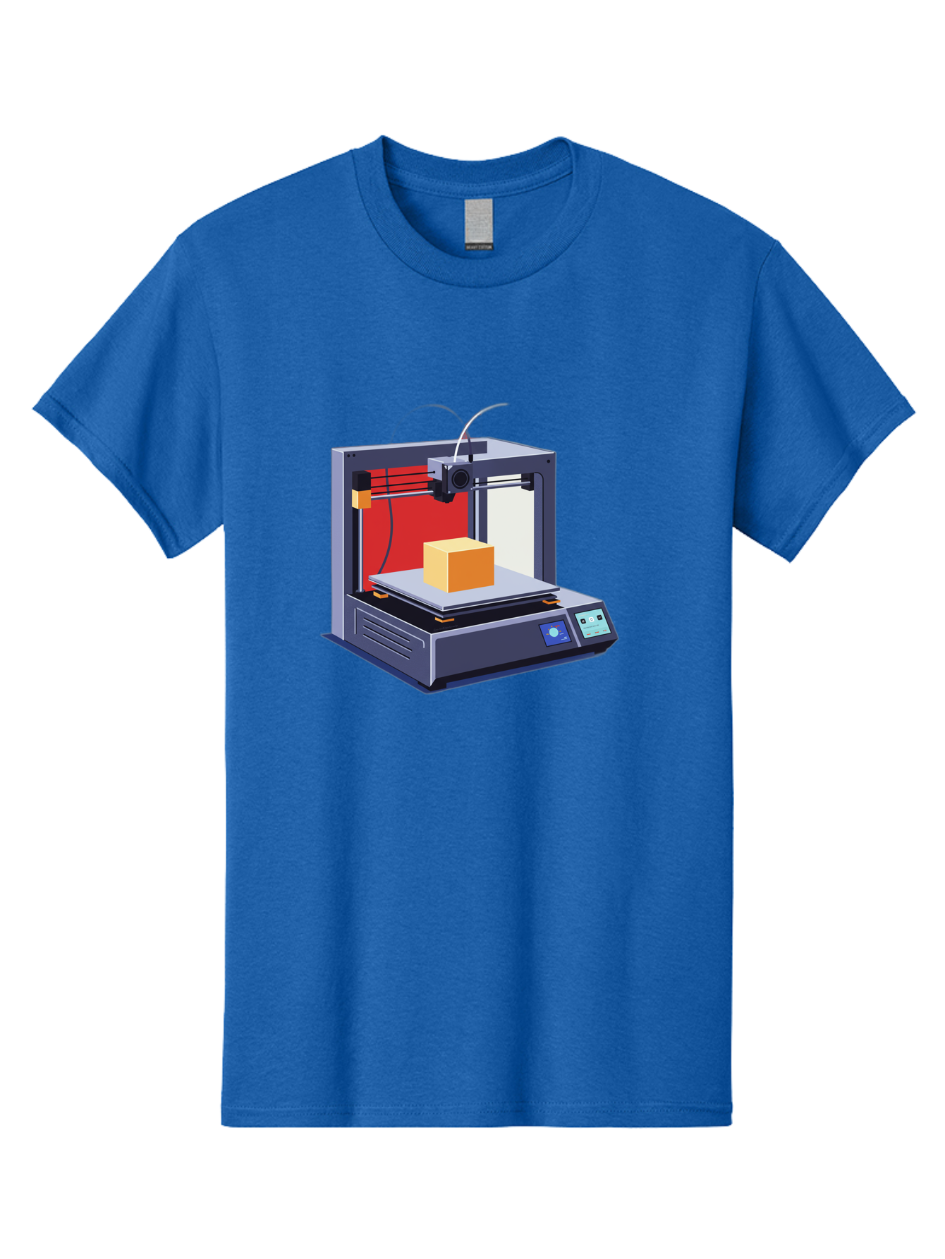 3D-Printer-2 Men'S Graphic Tee, 100% Cotton, Comfortable Casual Summer Wear, Machine Washable, 3D Printing Technology, Additive Manufacturing, Printed Cube, Digital Fabrication, Rapid Prototyping, Industrial Innovation, Futuristic Design Baa013 3