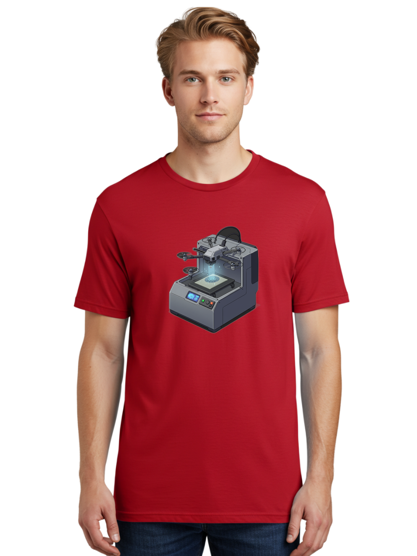 3D-Printer-20 Men'S Graphic Tee, 100% Cotton, Comfortable Casual Summer Wear, Machine Washable, 3D Printing Technology, Futuristic Design, Digital Fabrication, Rapid Prototyping, Additive Manufacturing, Drone Assembly, Robotic Arms, Baa014 10
