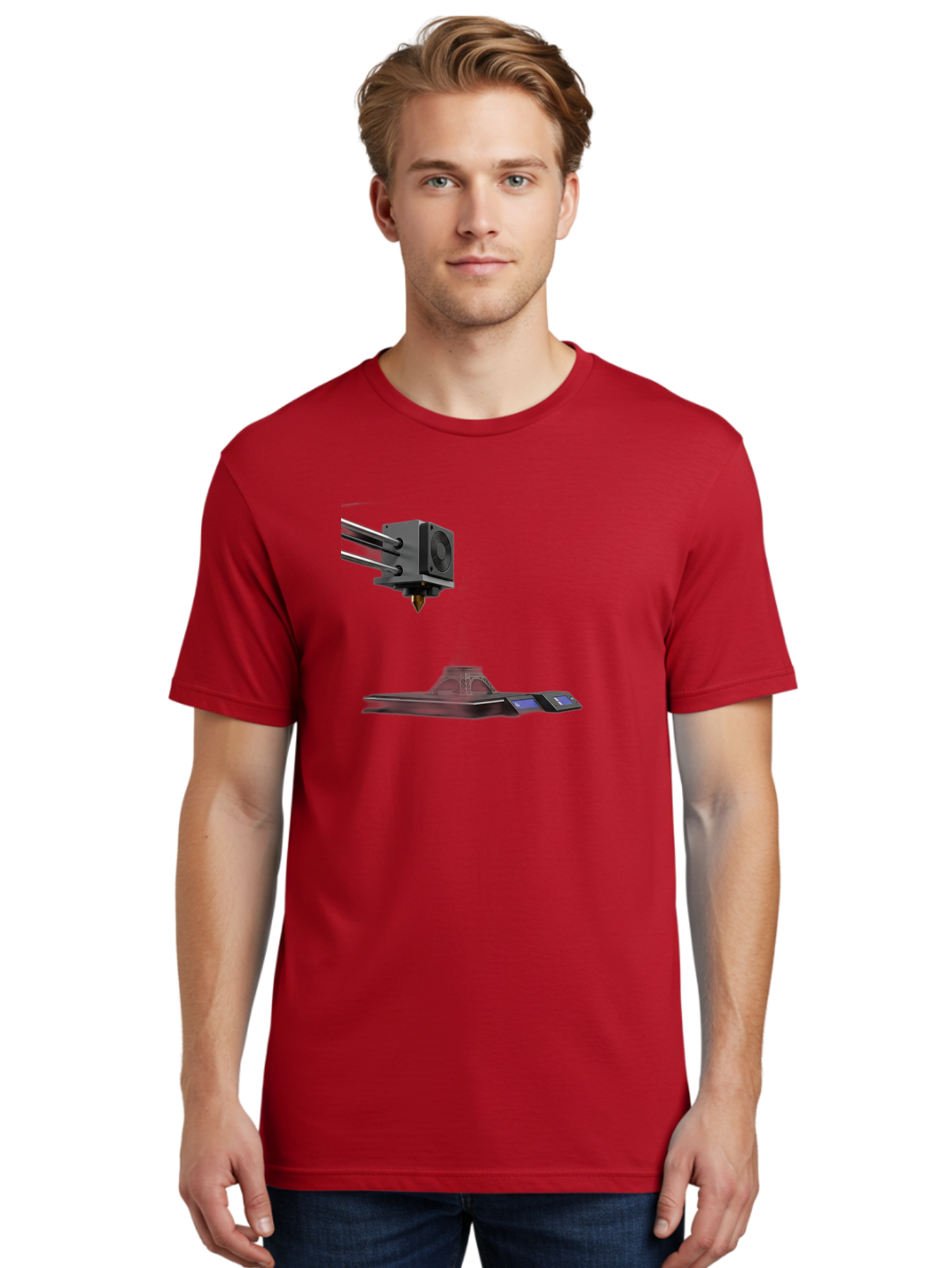 3D-Printer-21 Men'S Graphic Tee, 100% Cotton, Comfortable Casual Summer Wear, Machine Washable, 3D Printing Technology, Additive Manufacturing, Digital Fabrication, Printer Head, 3D Model Creation, Modern Innovation, Futuristic Design, Baa015 18