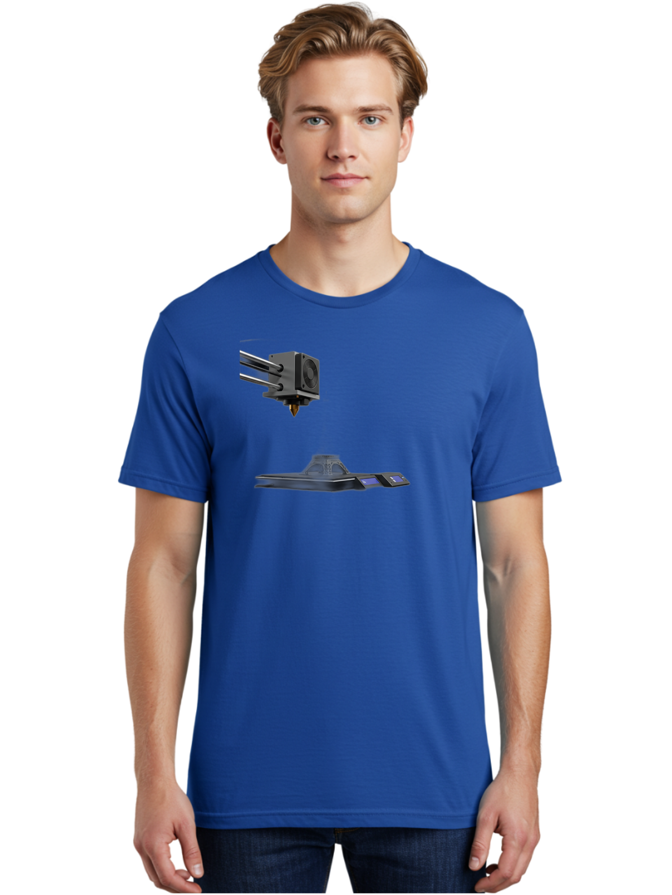 3D-Printer-21 Men'S Graphic Tee, 100% Cotton, Comfortable Casual Summer Wear, Machine Washable, 3D Printing Technology, Additive Manufacturing, Digital Fabrication, Printer Head, 3D Model Creation, Modern Innovation, Futuristic Design, Baa015 10
