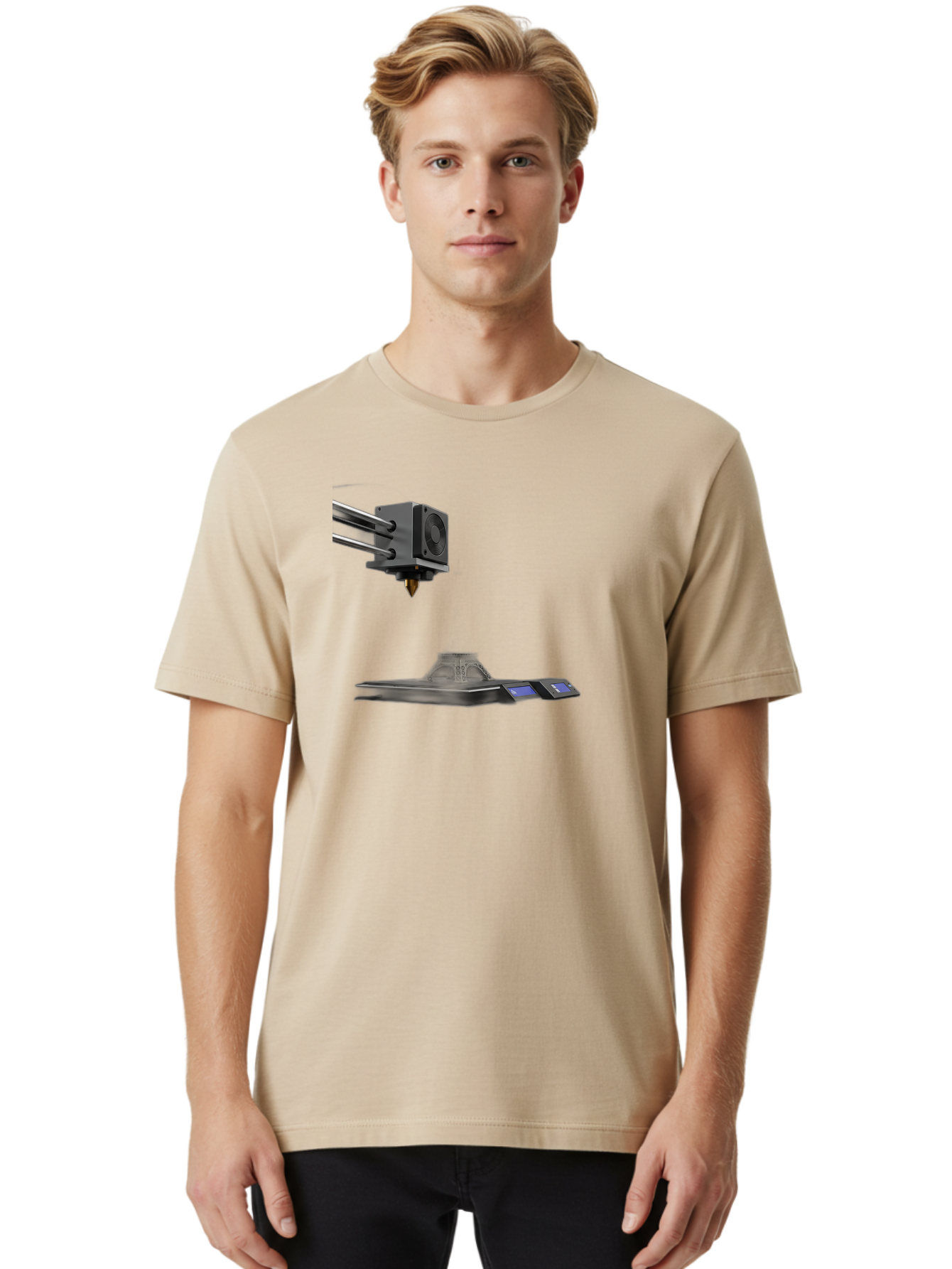 3D-Printer-21 Men'S Graphic Tee, 100% Cotton, Comfortable Casual Summer Wear, Machine Washable, 3D Printing Technology, Additive Manufacturing, Digital Fabrication, Printer Head, 3D Model Creation, Modern Innovation, Futuristic Design, Baa015 8