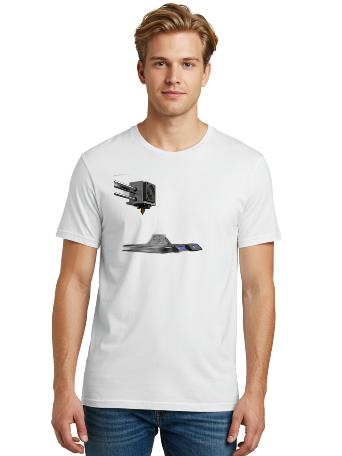 3D-Printer-21 Men'S Graphic Tee, 100% Cotton, Comfortable Casual Summer Wear, Machine Washable, 3D Printing Technology, Additive Manufacturing, Digital Fabrication, Printer Head, 3D Model Creation, Modern Innovation, Futuristic Design, Baa015 14