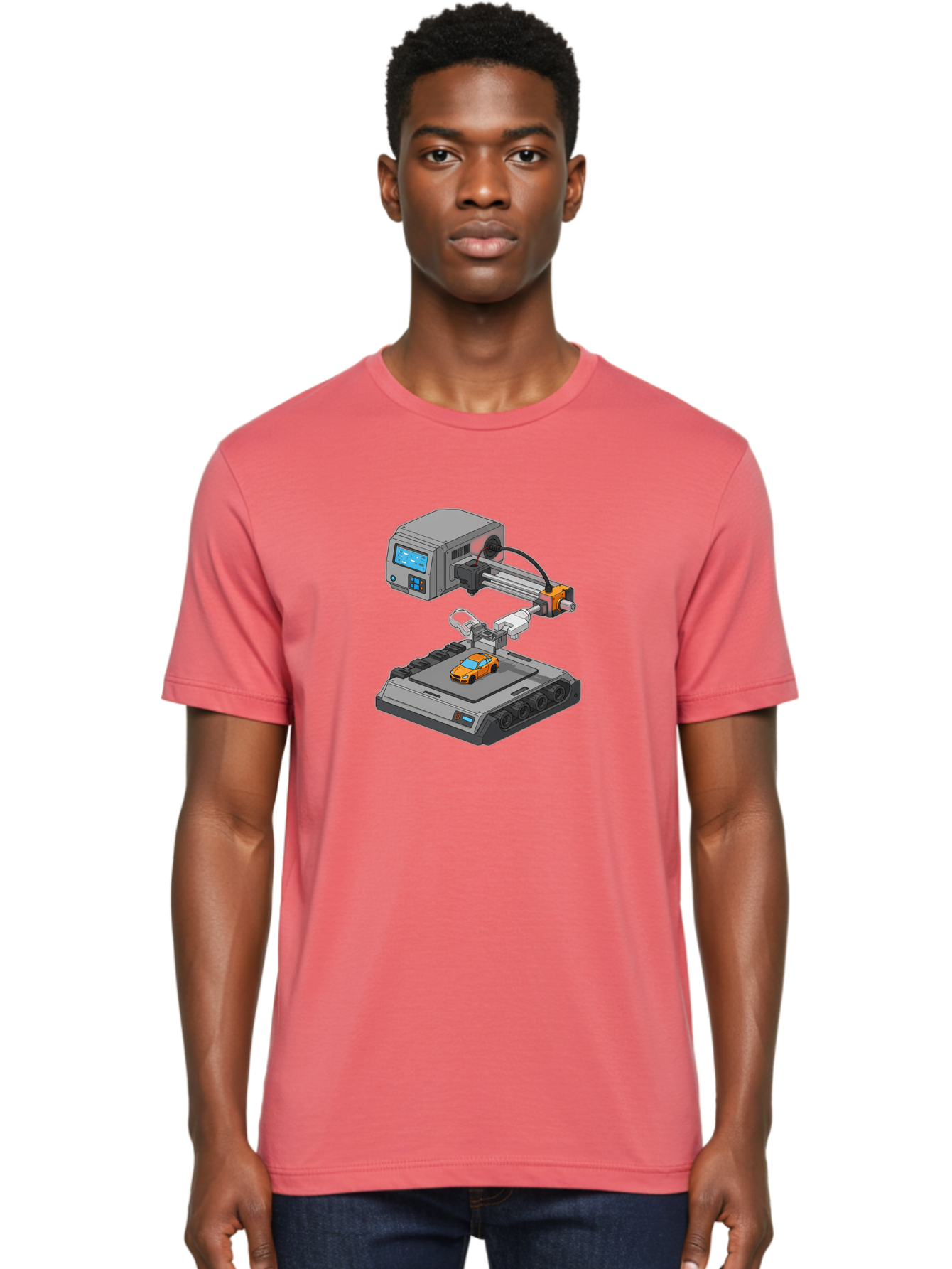3D-Printer-22 Men'S Graphic Tee, 100% Cotton, Comfortable Casual Summer Wear, Machine Washable, 3D Printing Technology, Rapid Prototyping, Orange Sports Car, Digital Fabrication, Futuristic Manufacturing, Additive Manufacturing, 3D Modeling Baa016 8