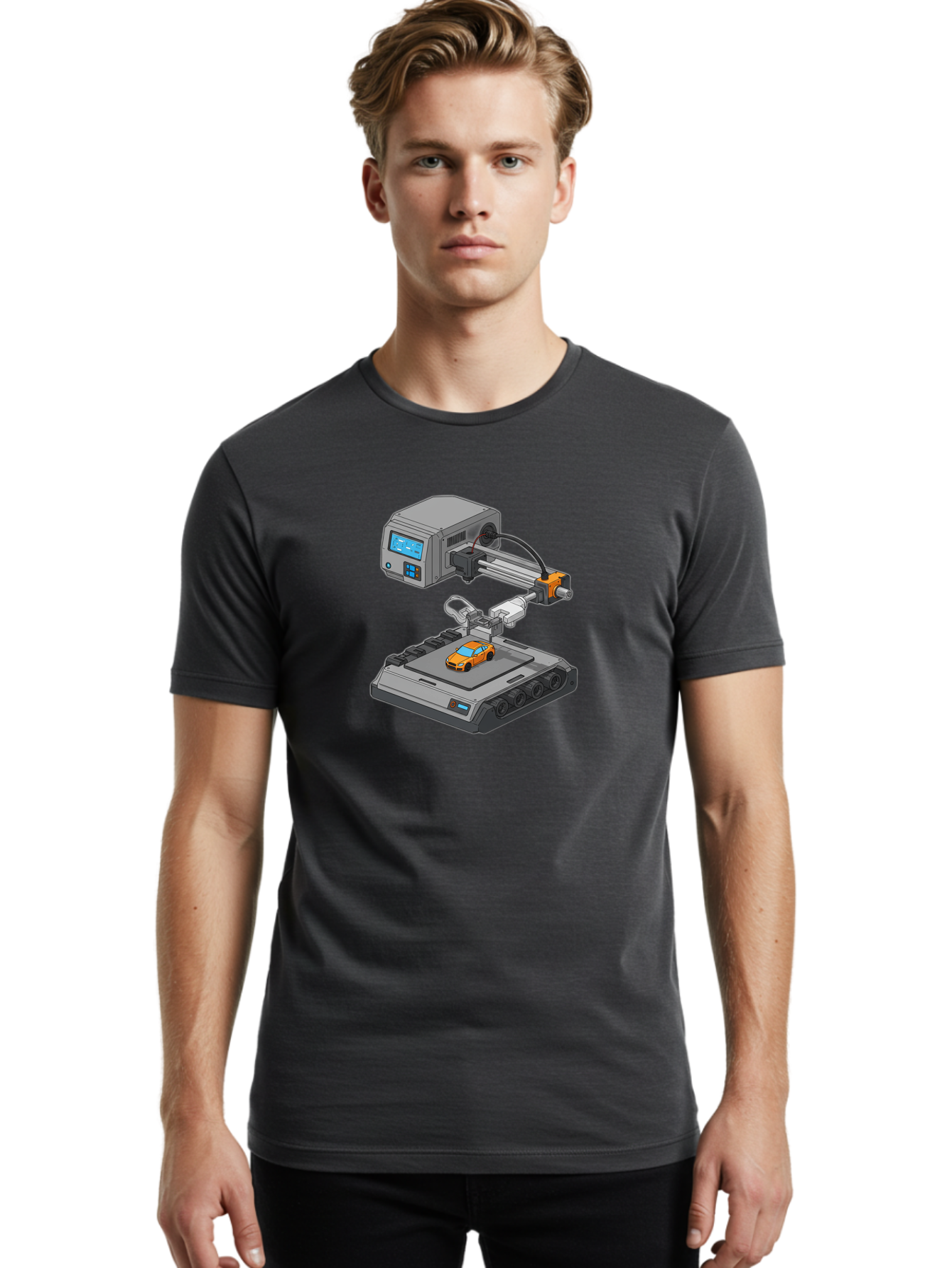 3D-Printer-22 Men'S Graphic Tee, 100% Cotton, Comfortable Casual Summer Wear, Machine Washable, 3D Printing Technology, Rapid Prototyping, Orange Sports Car, Digital Fabrication, Futuristic Manufacturing, Additive Manufacturing, 3D Modeling Baa016 18