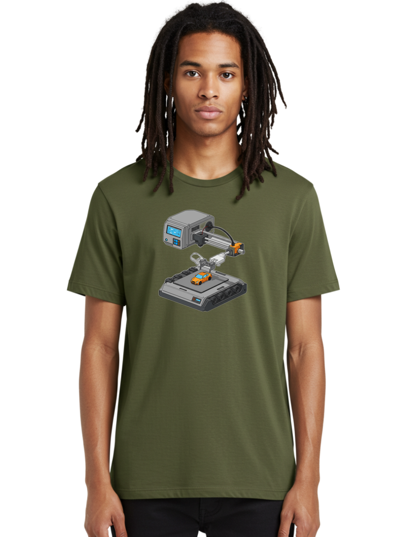 3D-Printer-22 Men'S Graphic Tee, 100% Cotton, Comfortable Casual Summer Wear, Machine Washable, 3D Printing Technology, Rapid Prototyping, Orange Sports Car, Digital Fabrication, Futuristic Manufacturing, Additive Manufacturing, 3D Modeling Baa016 24